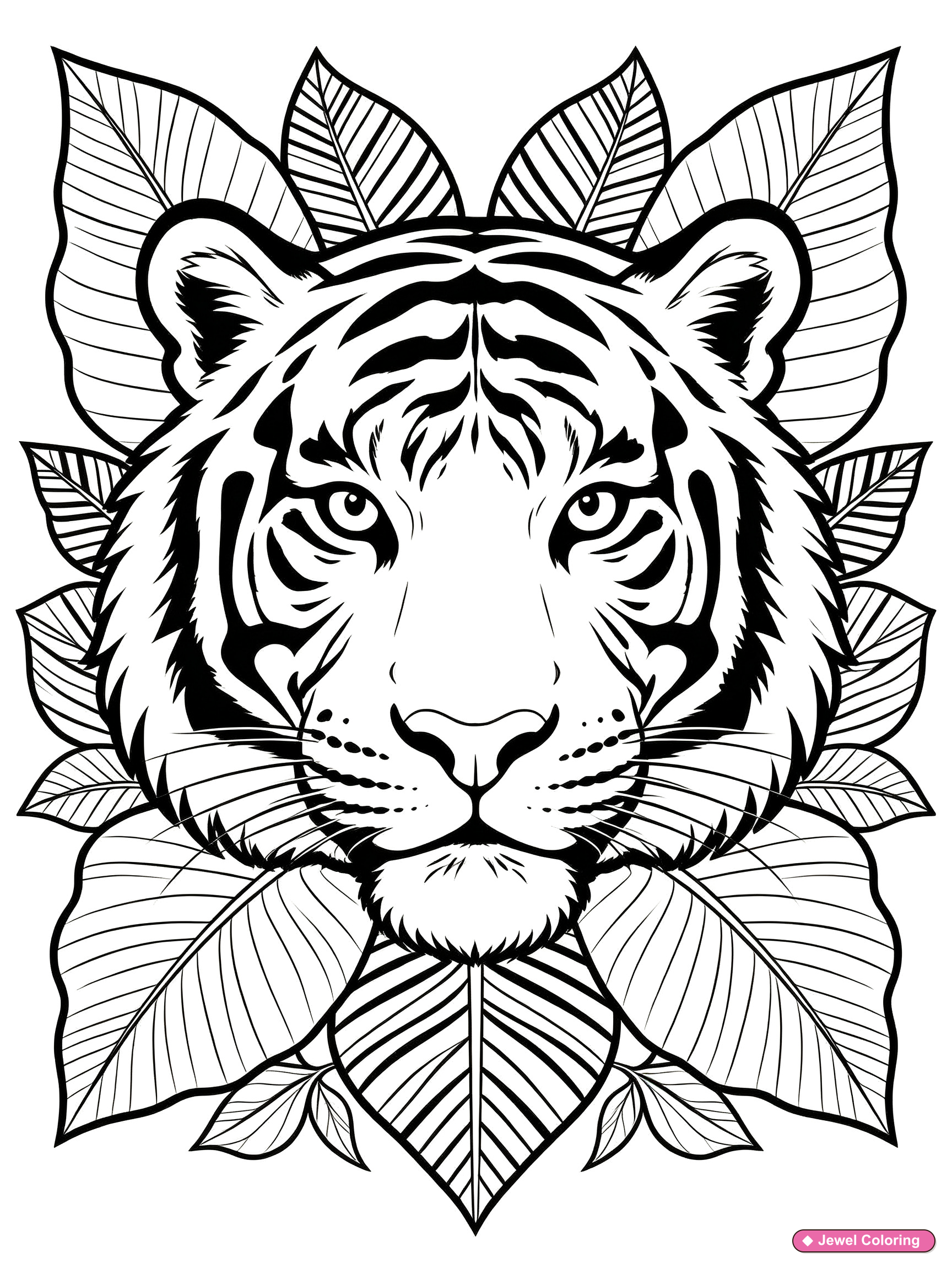 Tiger Botanical Coloring Page printable tigers coloring page