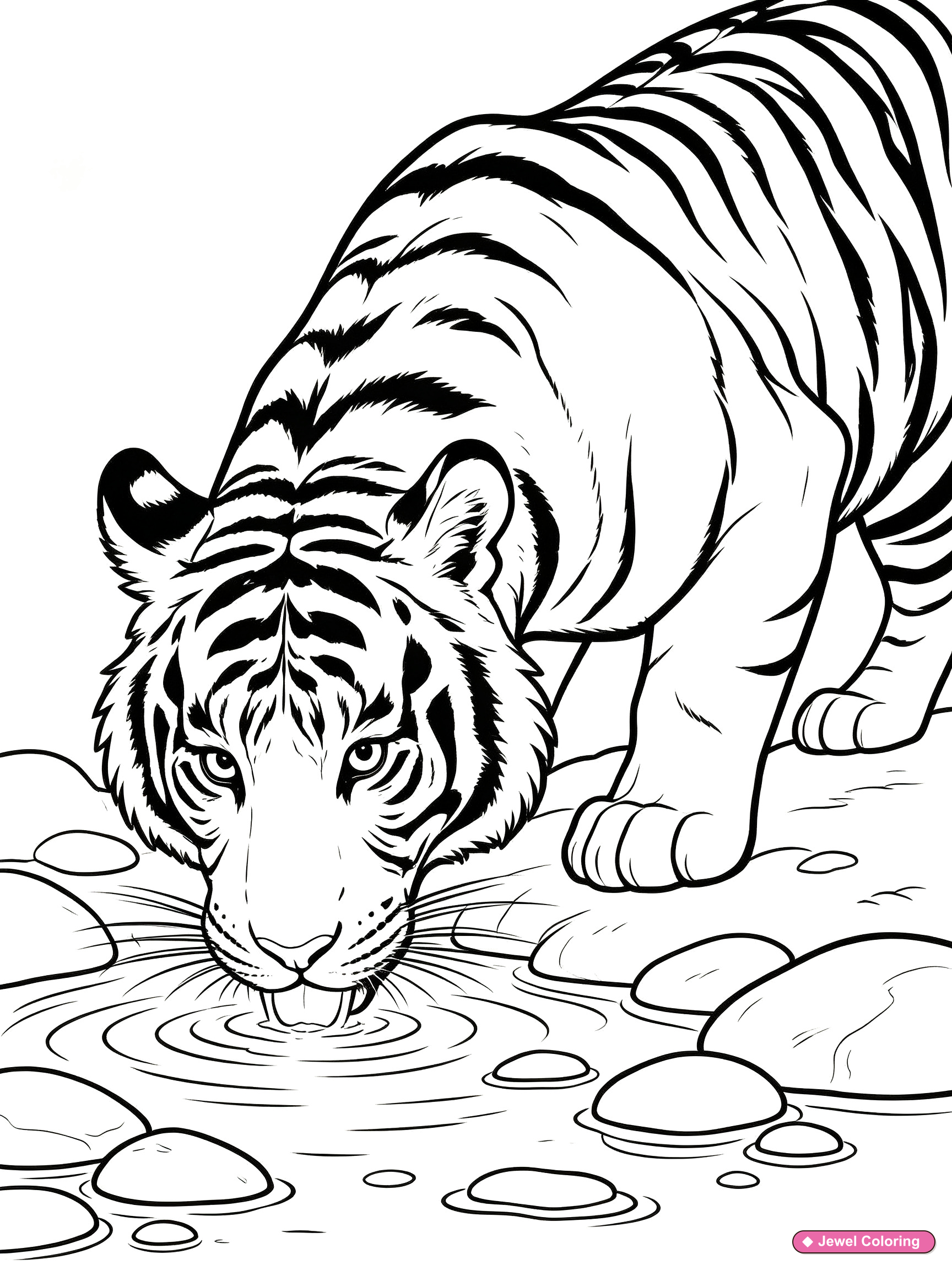 Tiger Drinking Water Coloring Page printable tigers coloring page