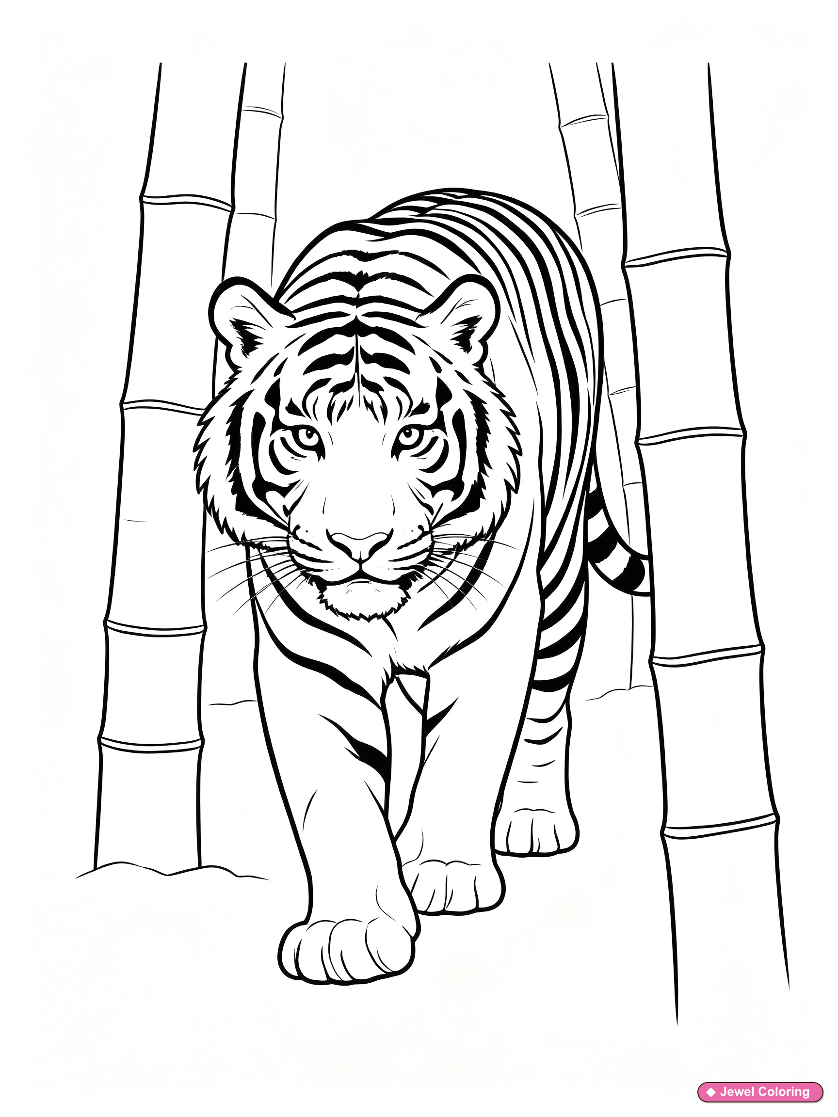 Tiger In Bamboo Coloring Page printable tigers coloring page