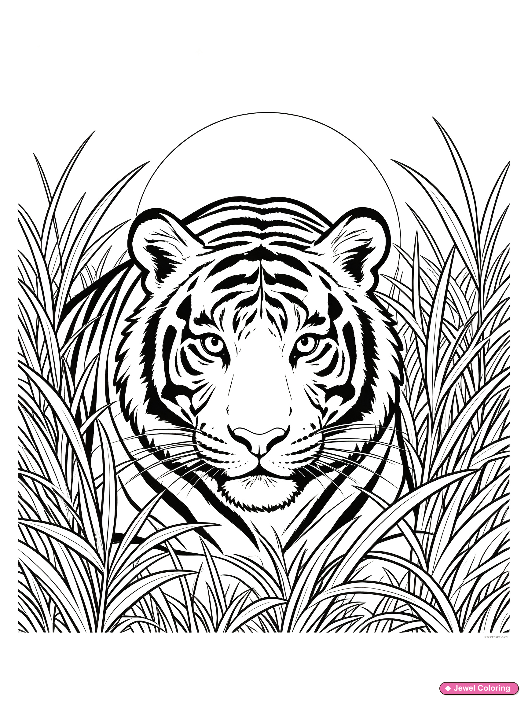 Tiger In Tall Grass Coloring Page printable tigers coloring page