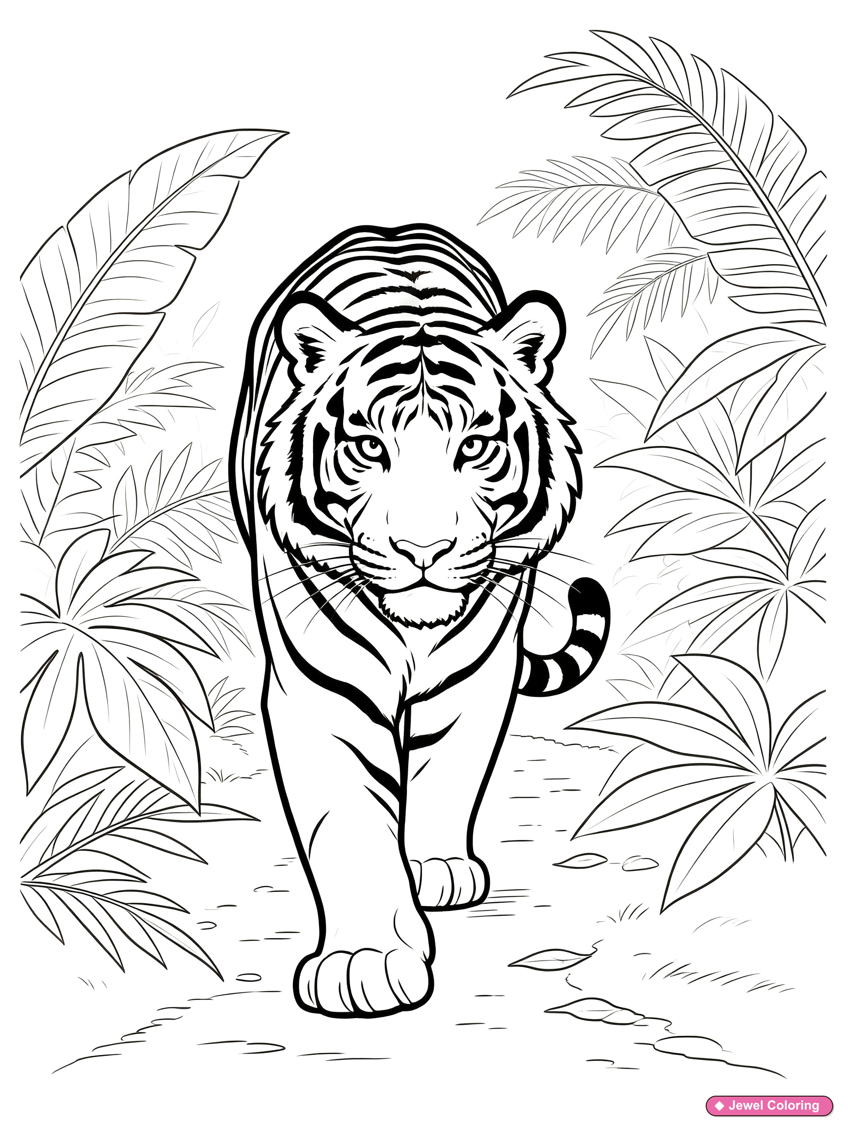 Tiger Jungle Coloring Page printable tigers coloring page