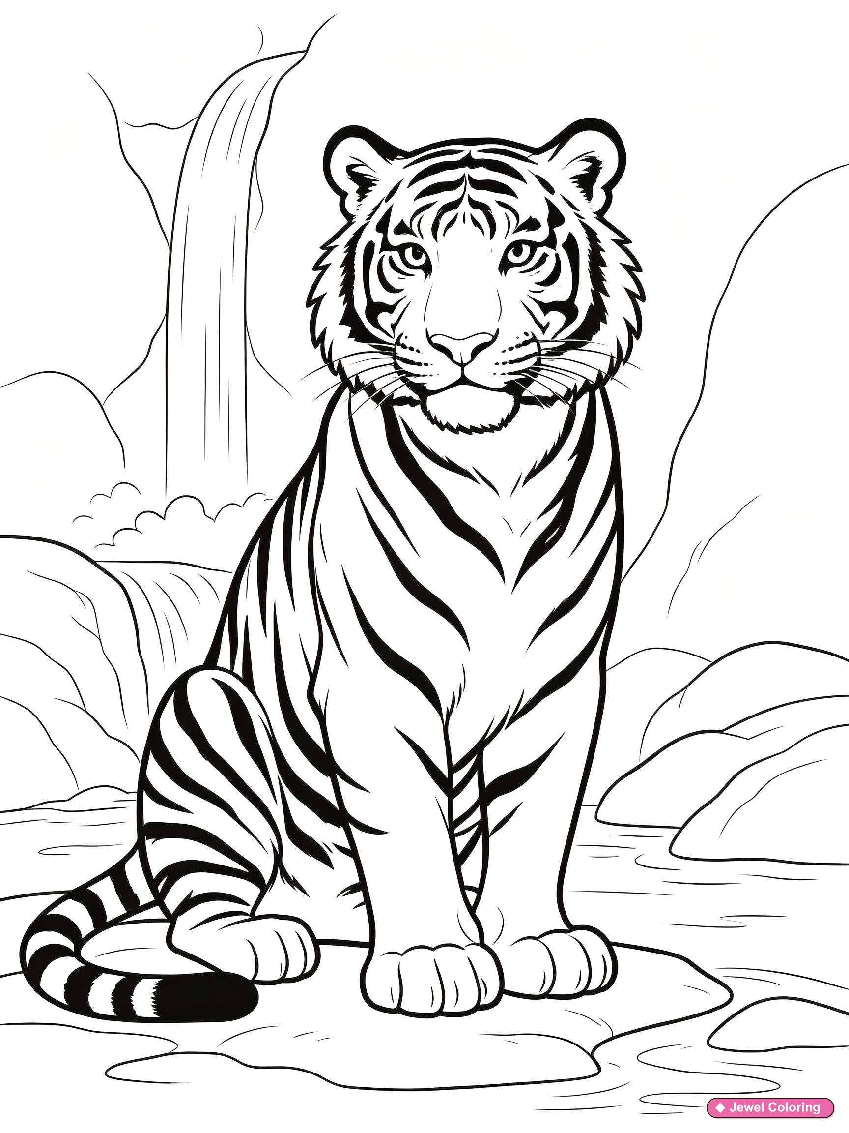Tiger With Cub Coloring Page printable tigers coloring page