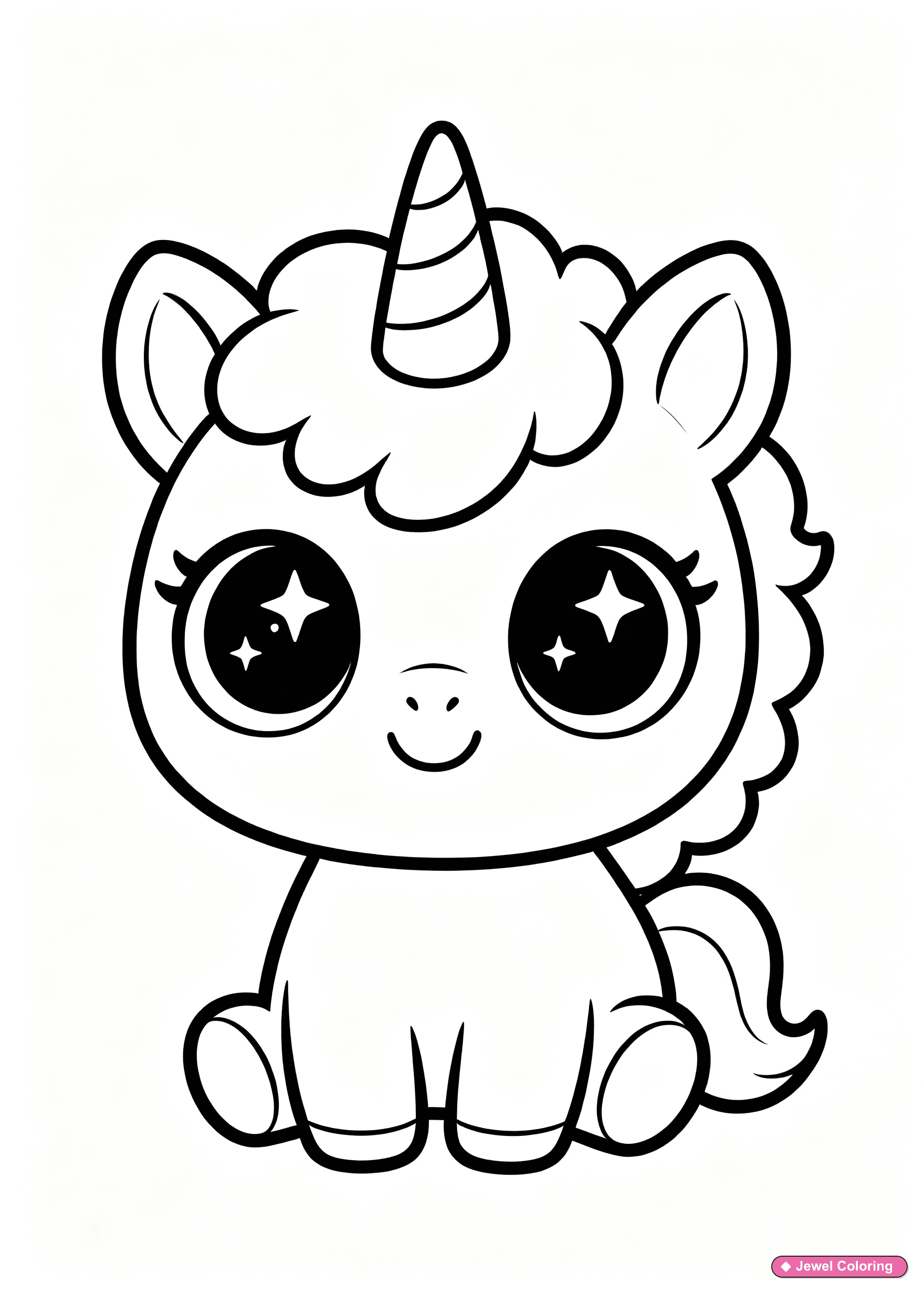 Kawaii Unicorn Coloring Page printable unicorns coloring page