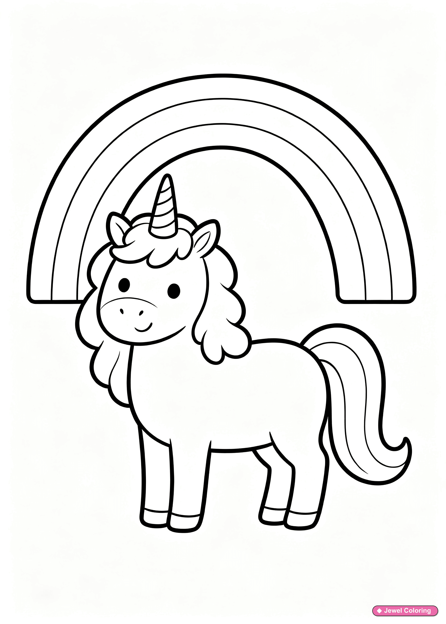 Unicorn And Rainbow Coloring Page printable unicorns coloring page