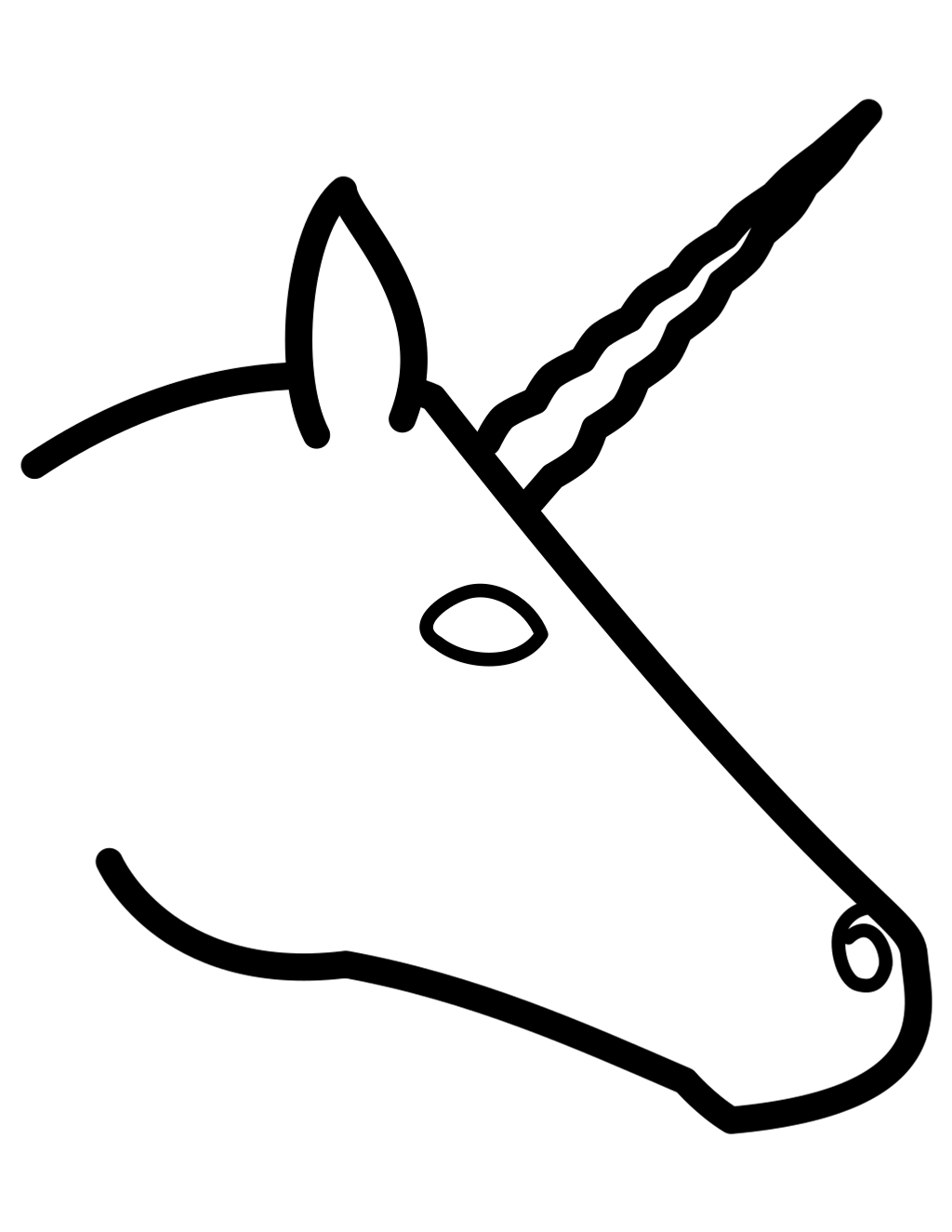 Unicorn Outline printable unicorns coloring page