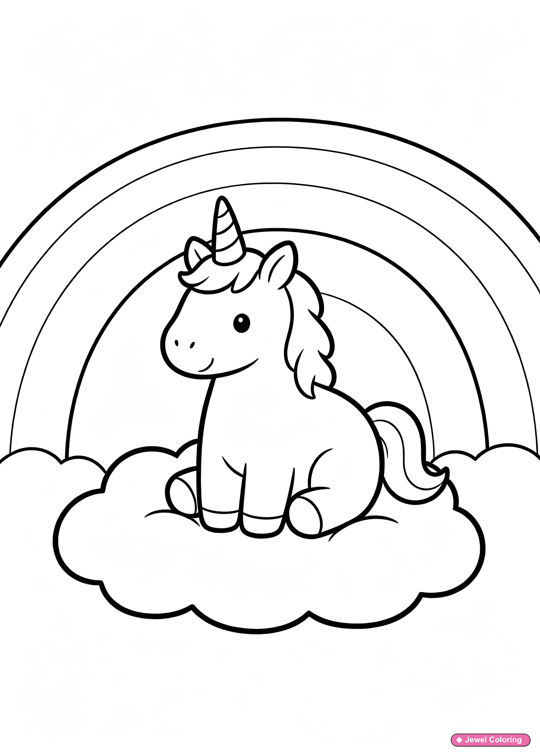 Unicorn Rainbow Cloud Coloring Page printable unicorns coloring page