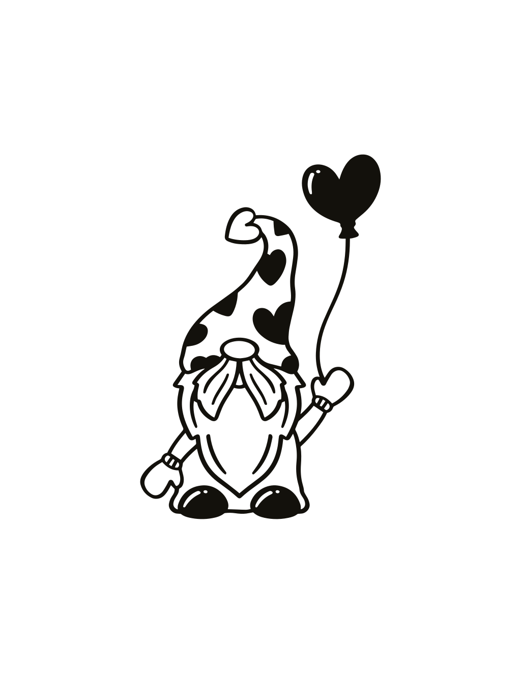 Free Valentine Gnome Heart Balloon Svg printable february coloring page