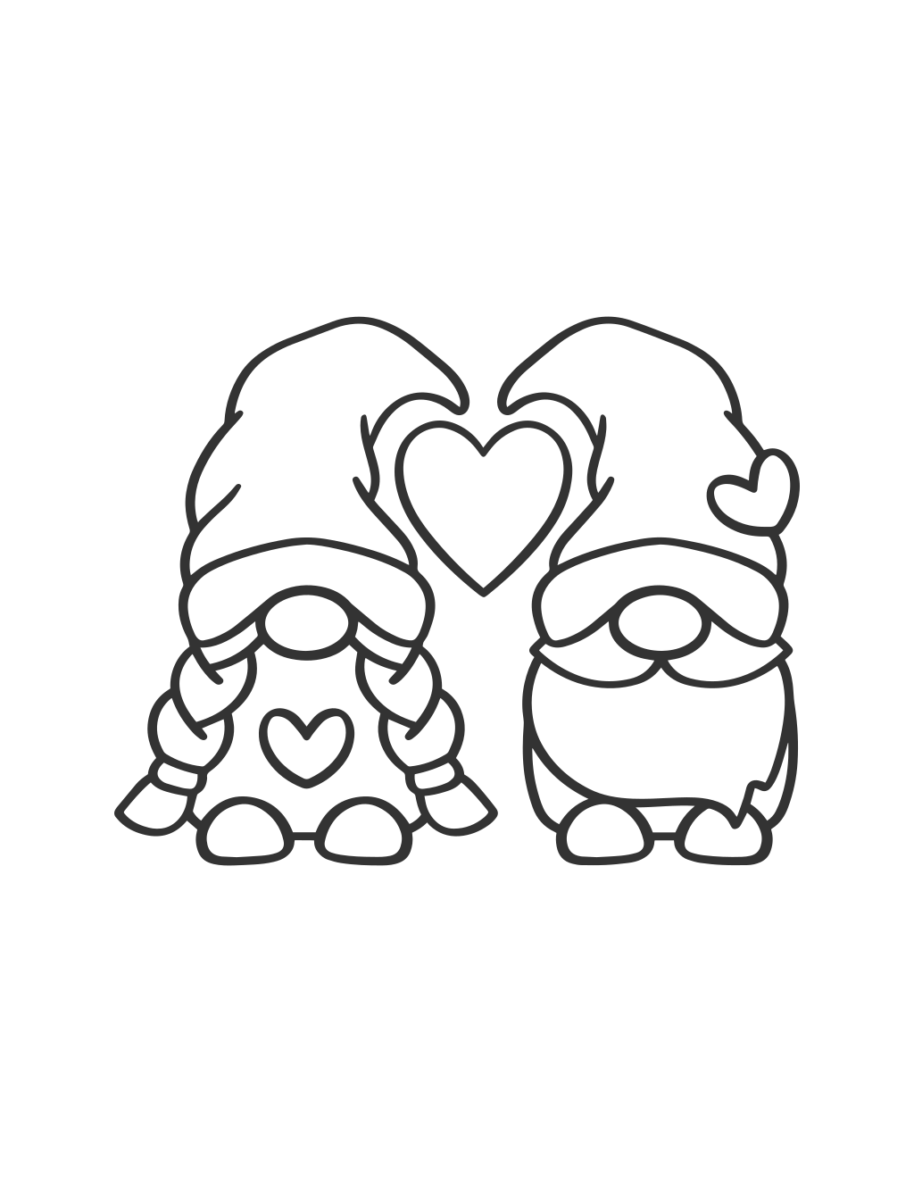 Free Valentine Gnome In Love Svg printable cute coloring page