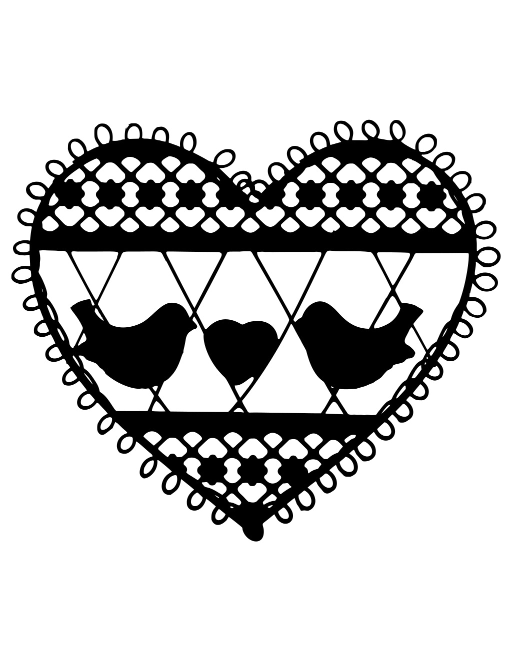 Love Birds Heart printable february coloring page