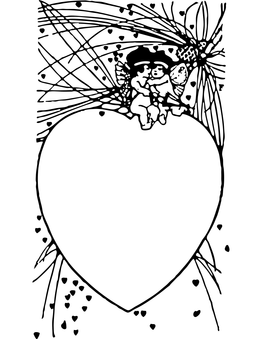 Vector Image Of Two Cupids On A printable february coloring page
