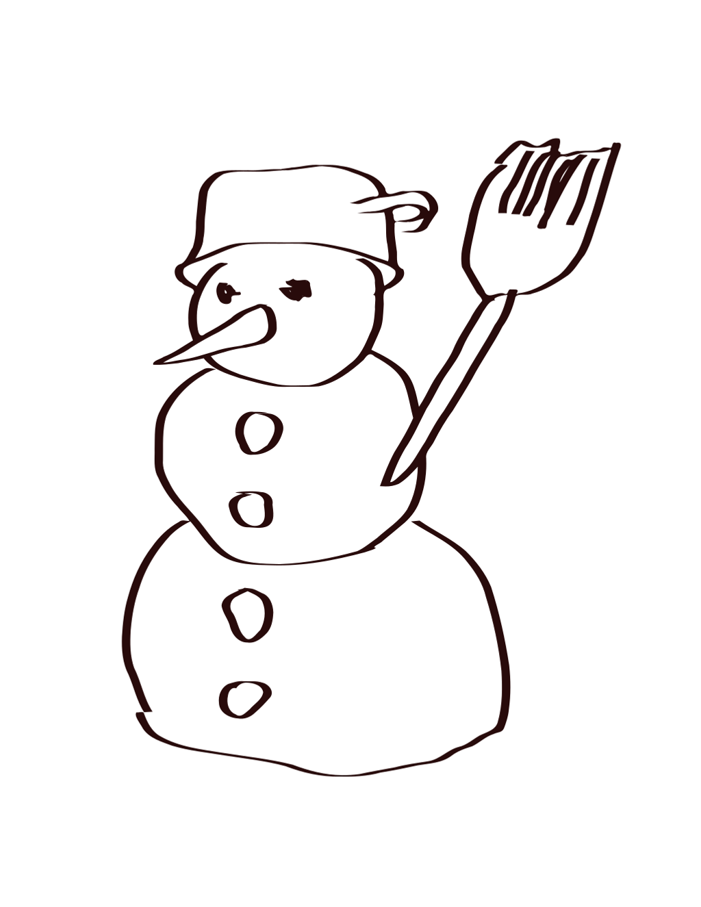 A Snowman printable winter coloring page