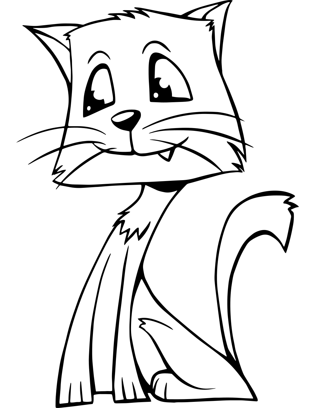 Cartoon Cat Outline printable animals coloring page