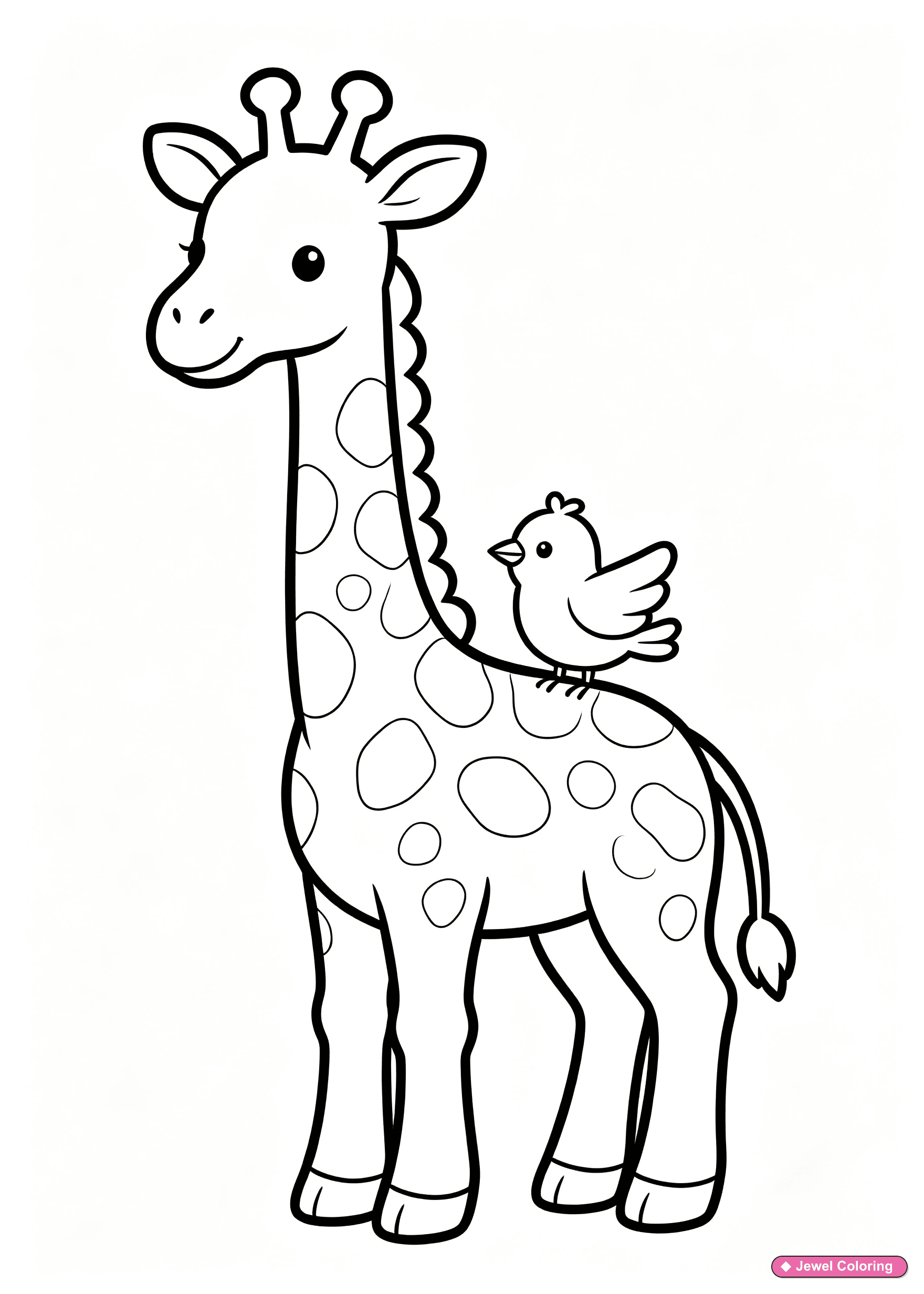 Giraffe And Bird Coloring Page printable giraffes coloring page