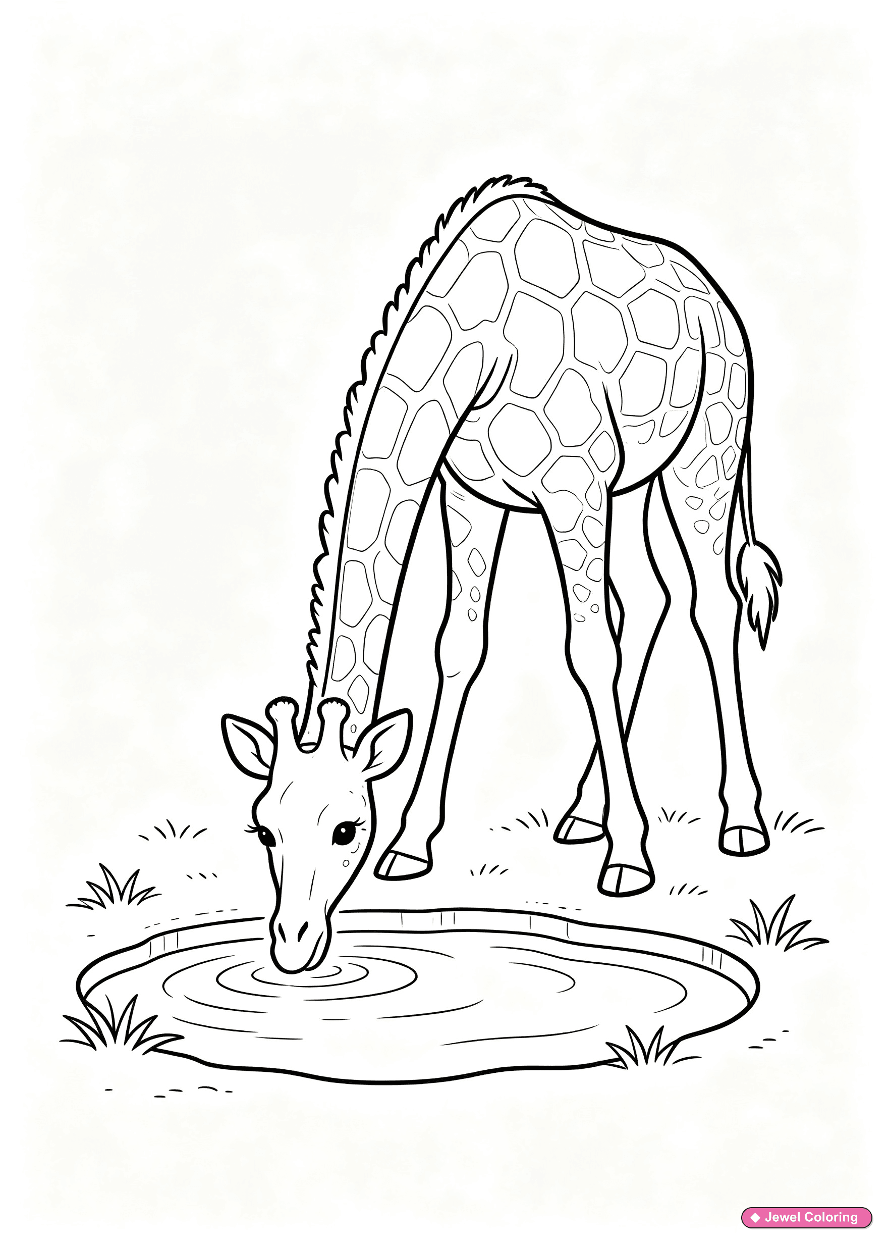 Giraffe Drinking Water Coloring Page printable giraffes coloring page