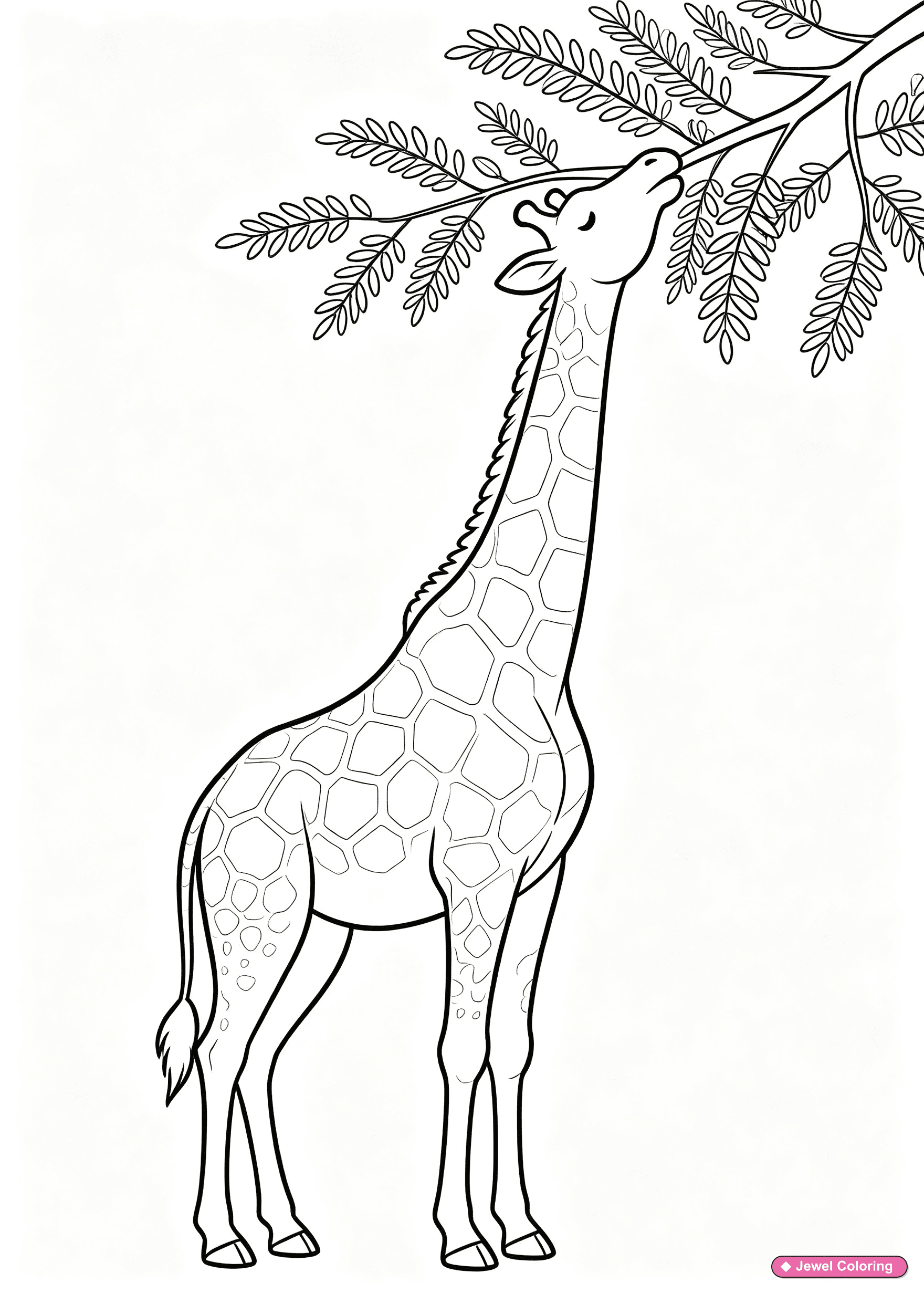 Giraffe Eating Tree Leaves Coloring Page printable giraffes coloring page