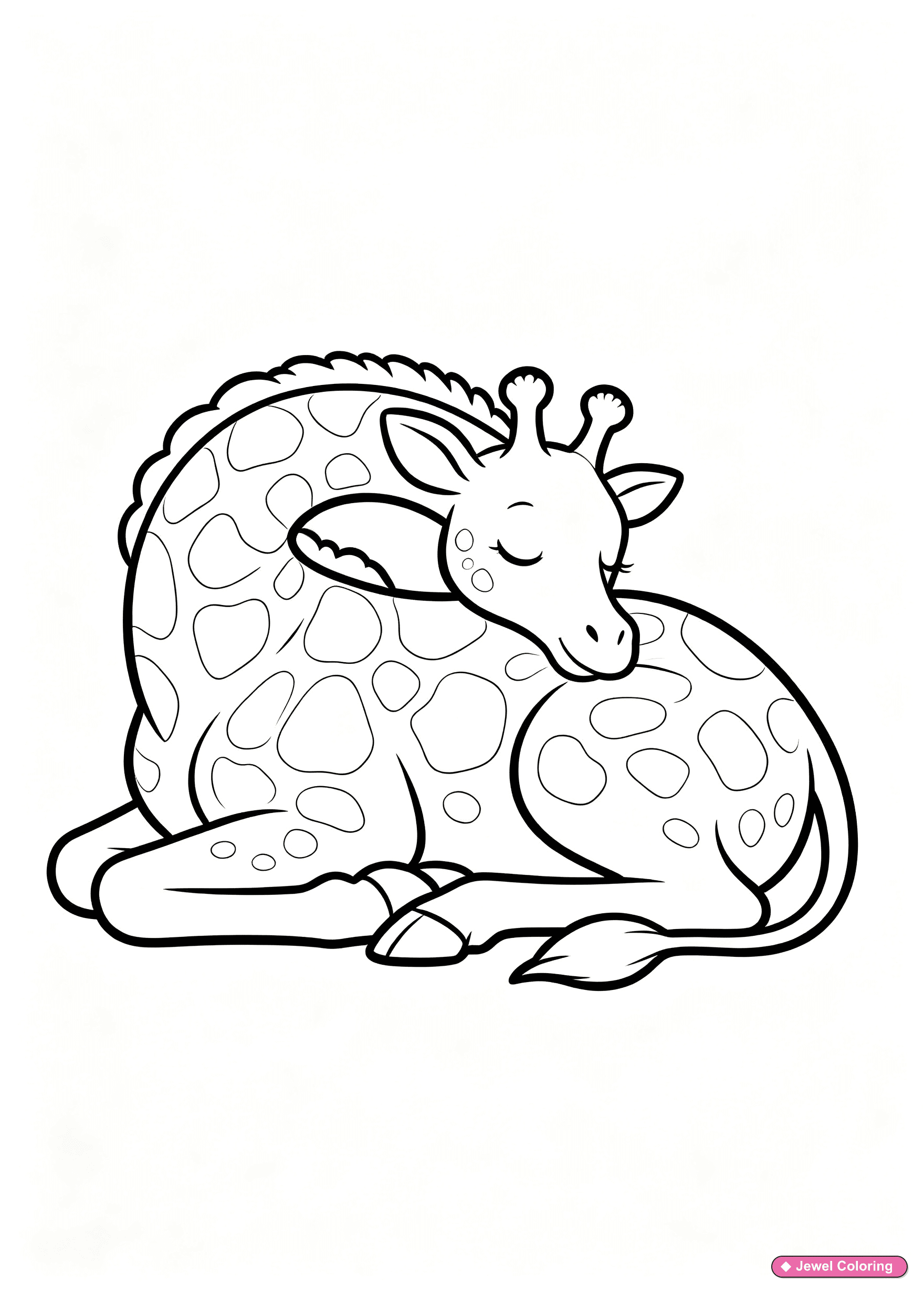 Giraffe Sleeping Coloring Page printable giraffes coloring page