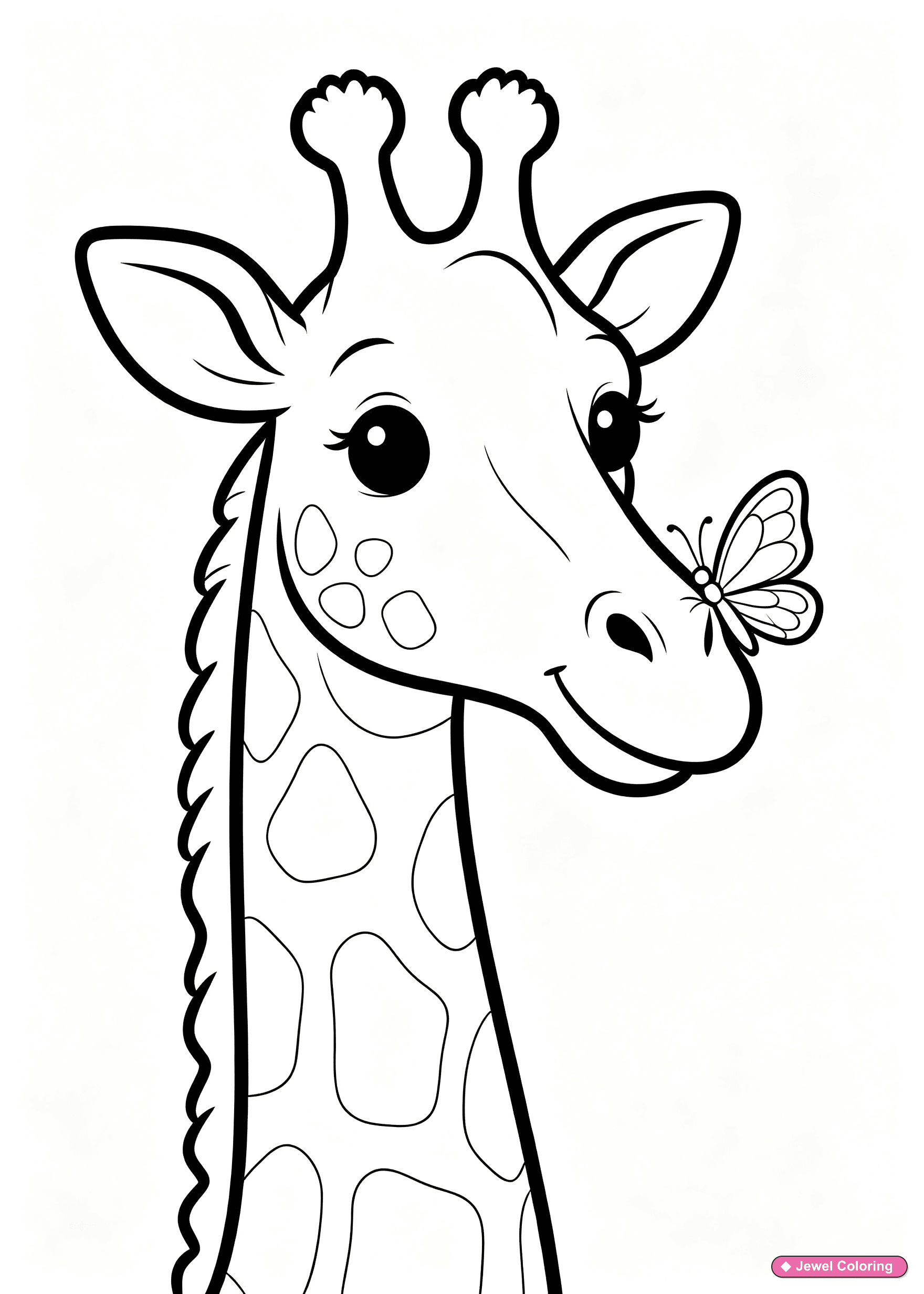 Giraffe With Butterfly Coloring Page printable giraffes coloring page