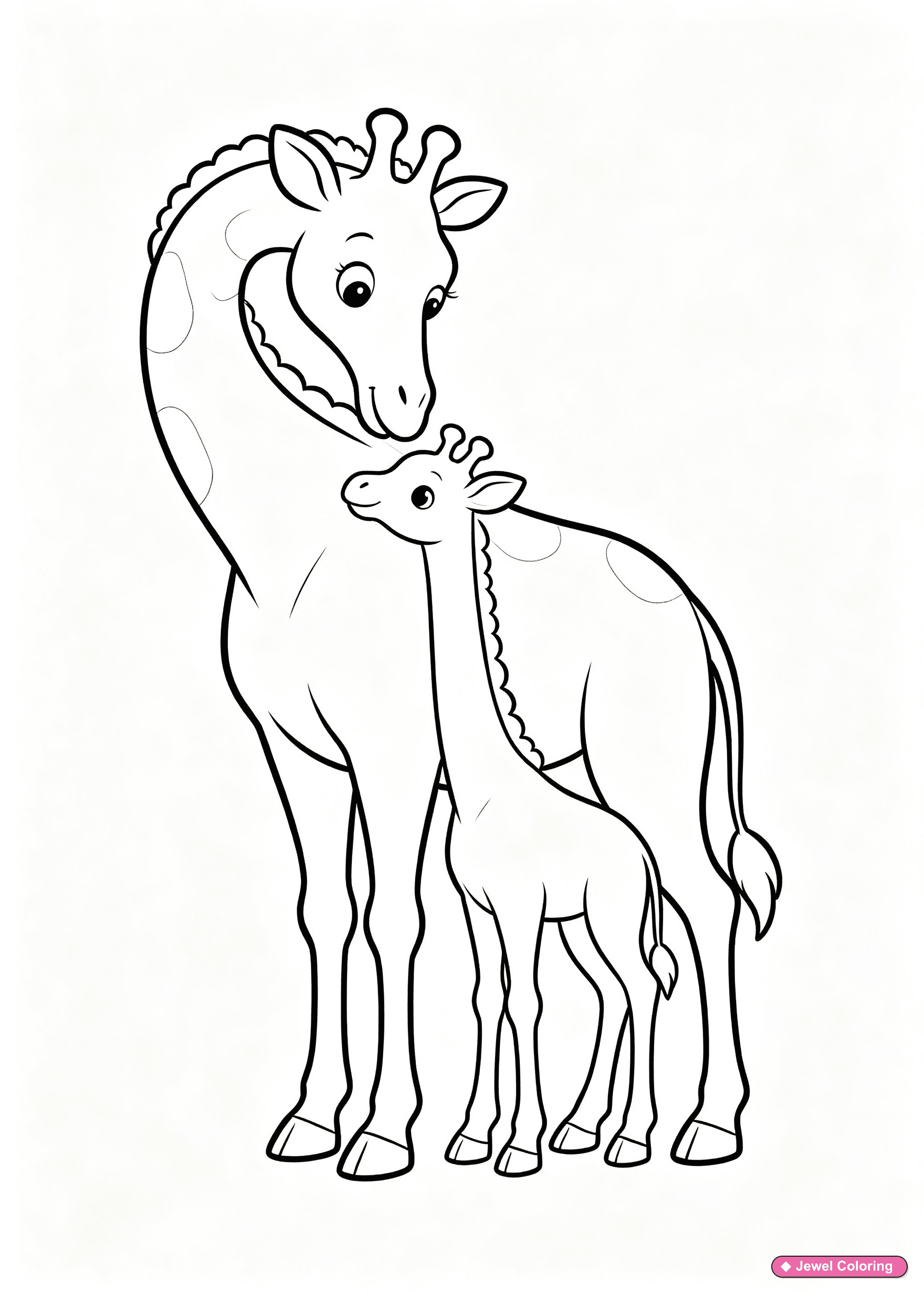 Mother And Baby Giraffe Coloring Page printable giraffes coloring page