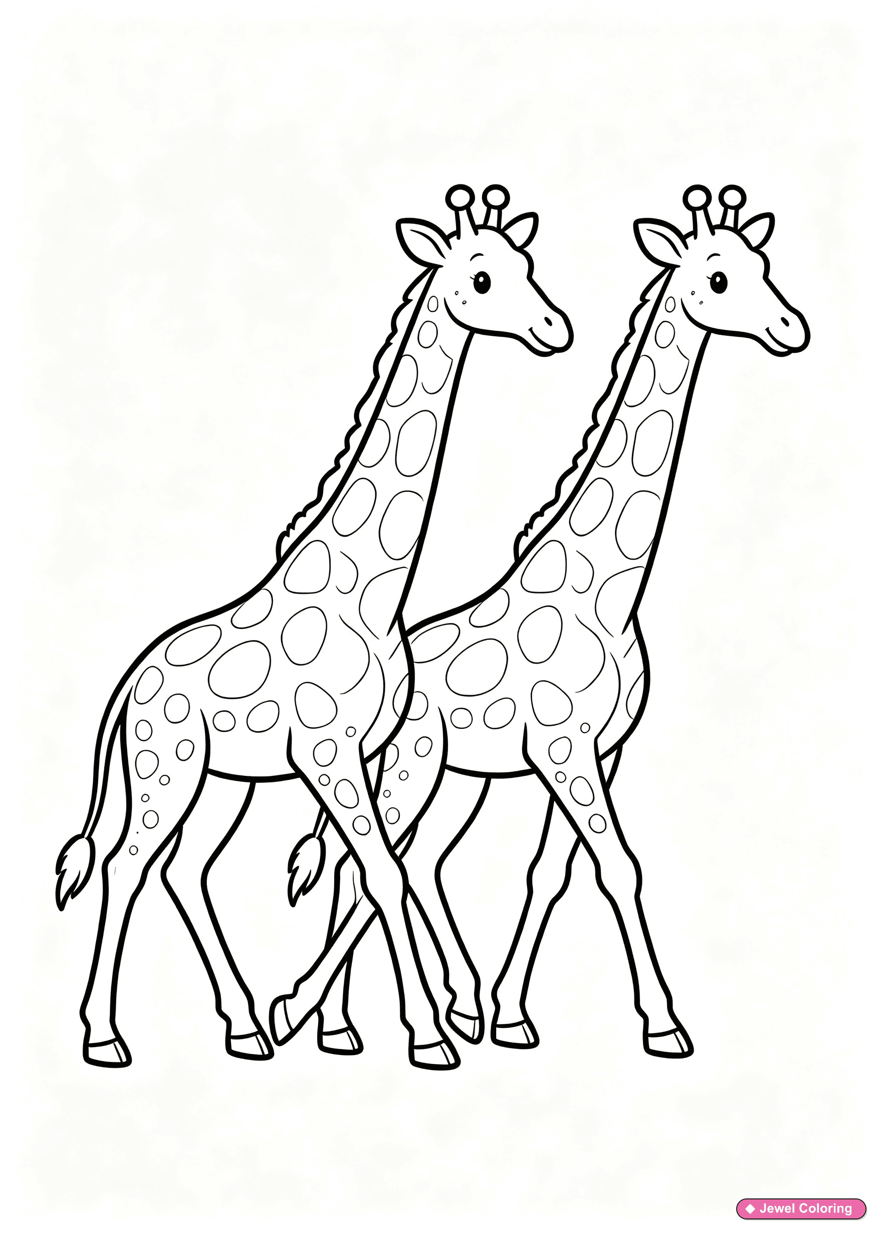 Two Giraffes Walking Coloring Page printable giraffes coloring page