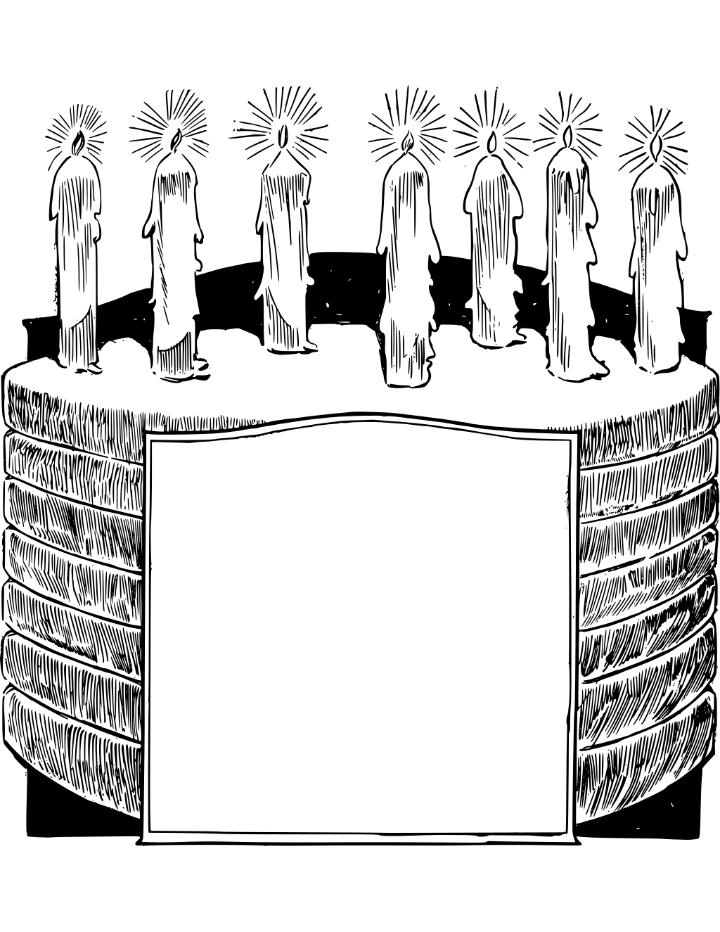 Big Candle Cake printable birthday coloring page