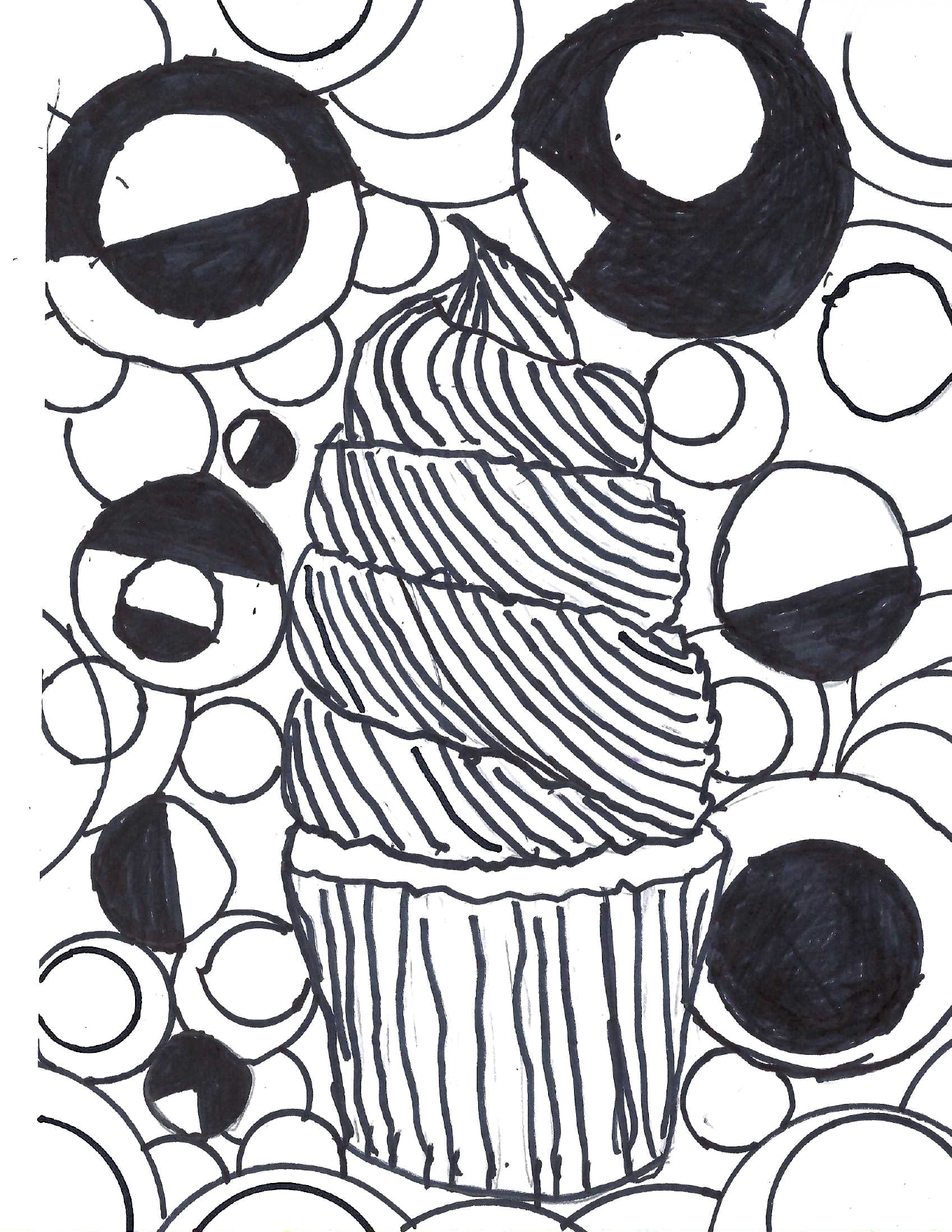 Cupcake Circle Party Page 01 printable birthday coloring page