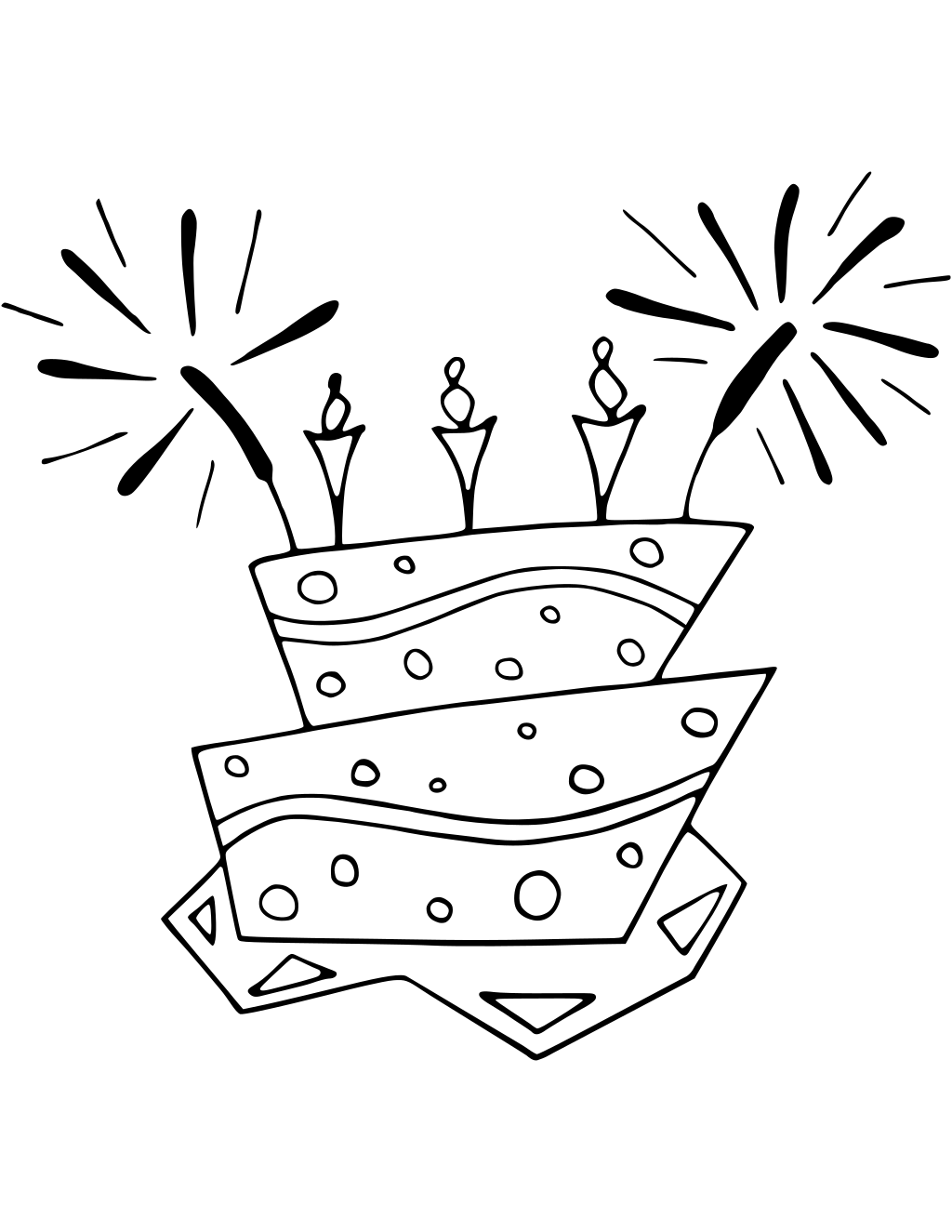 Flat Vector Image Of Cake printable birthday coloring page