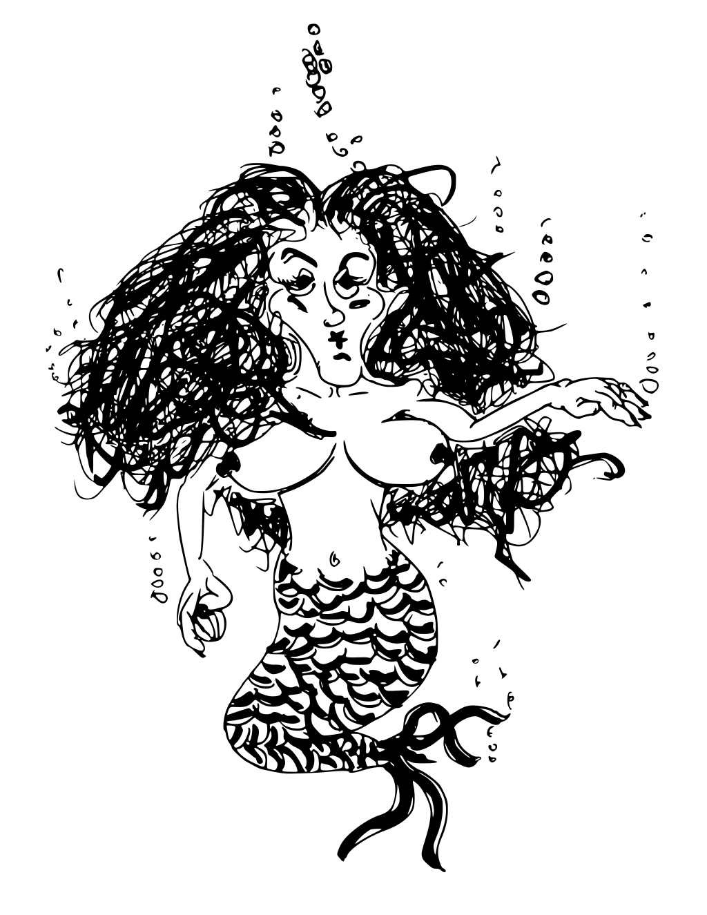 Cute Mermaid Coloring Page printable mermaids coloring page