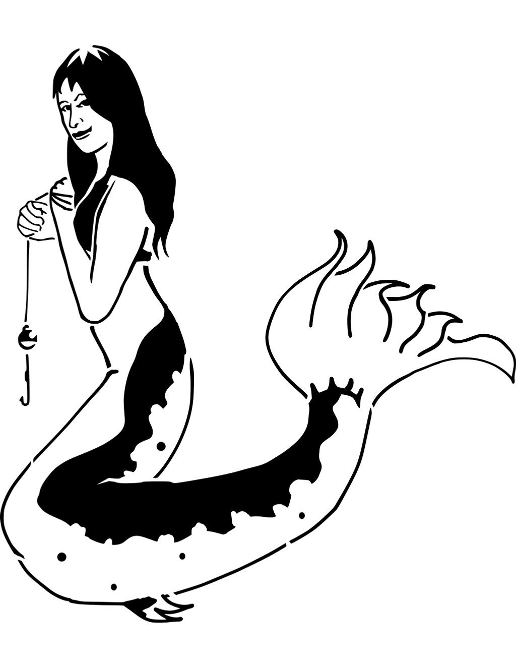 Mermaid Line Art printable mermaids coloring page
