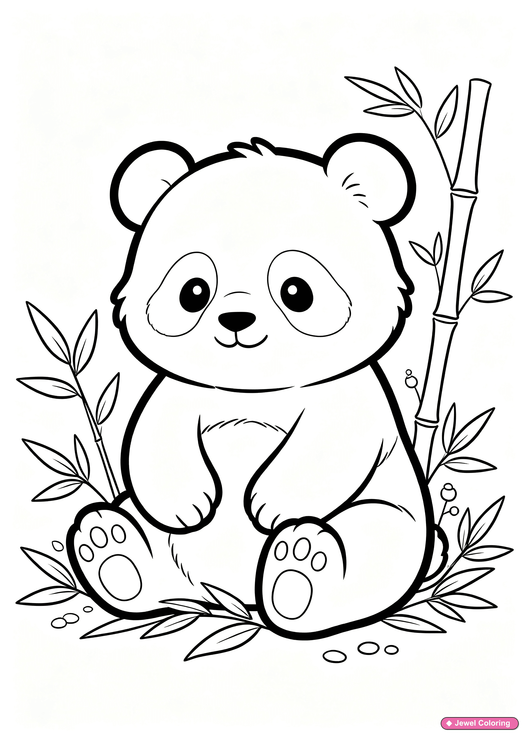 Baby Panda In Bamboo Coloring Page printable pandas coloring page