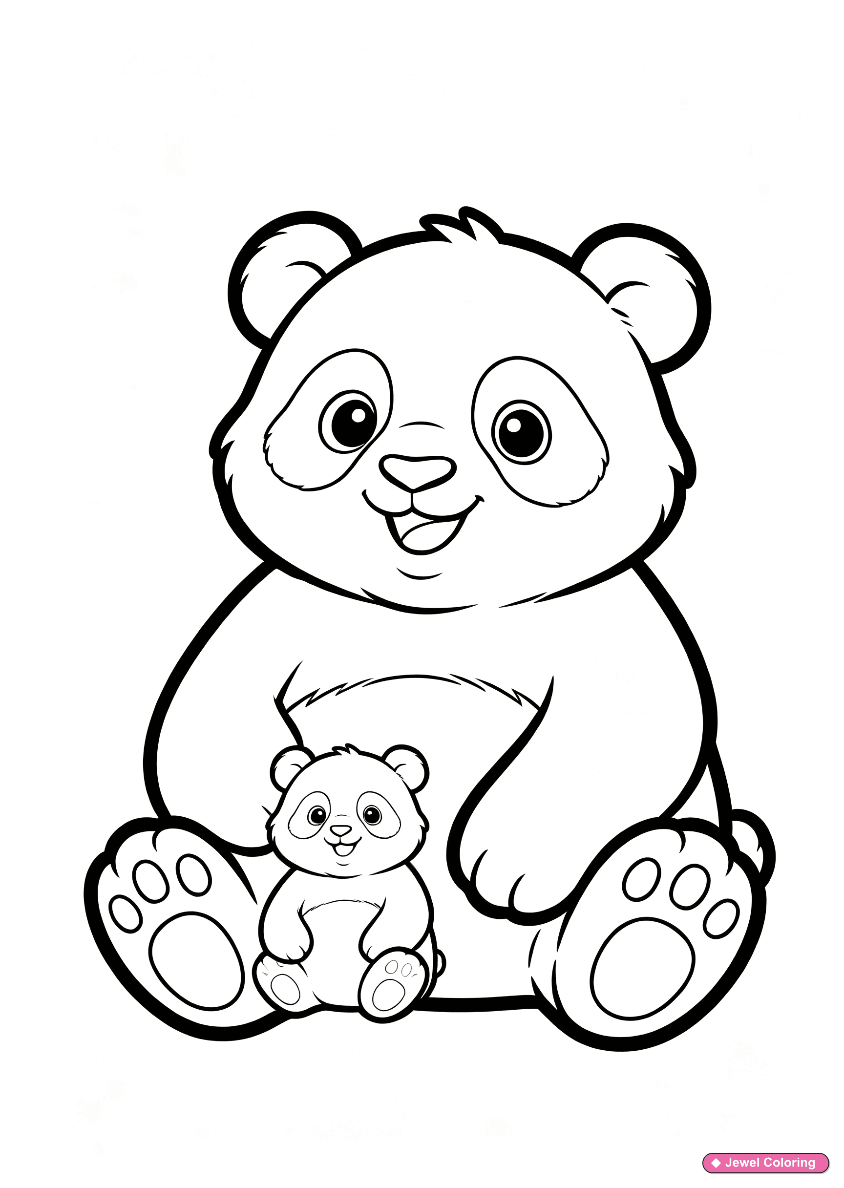 Mother And Baby Panda Coloring Page printable pandas coloring page