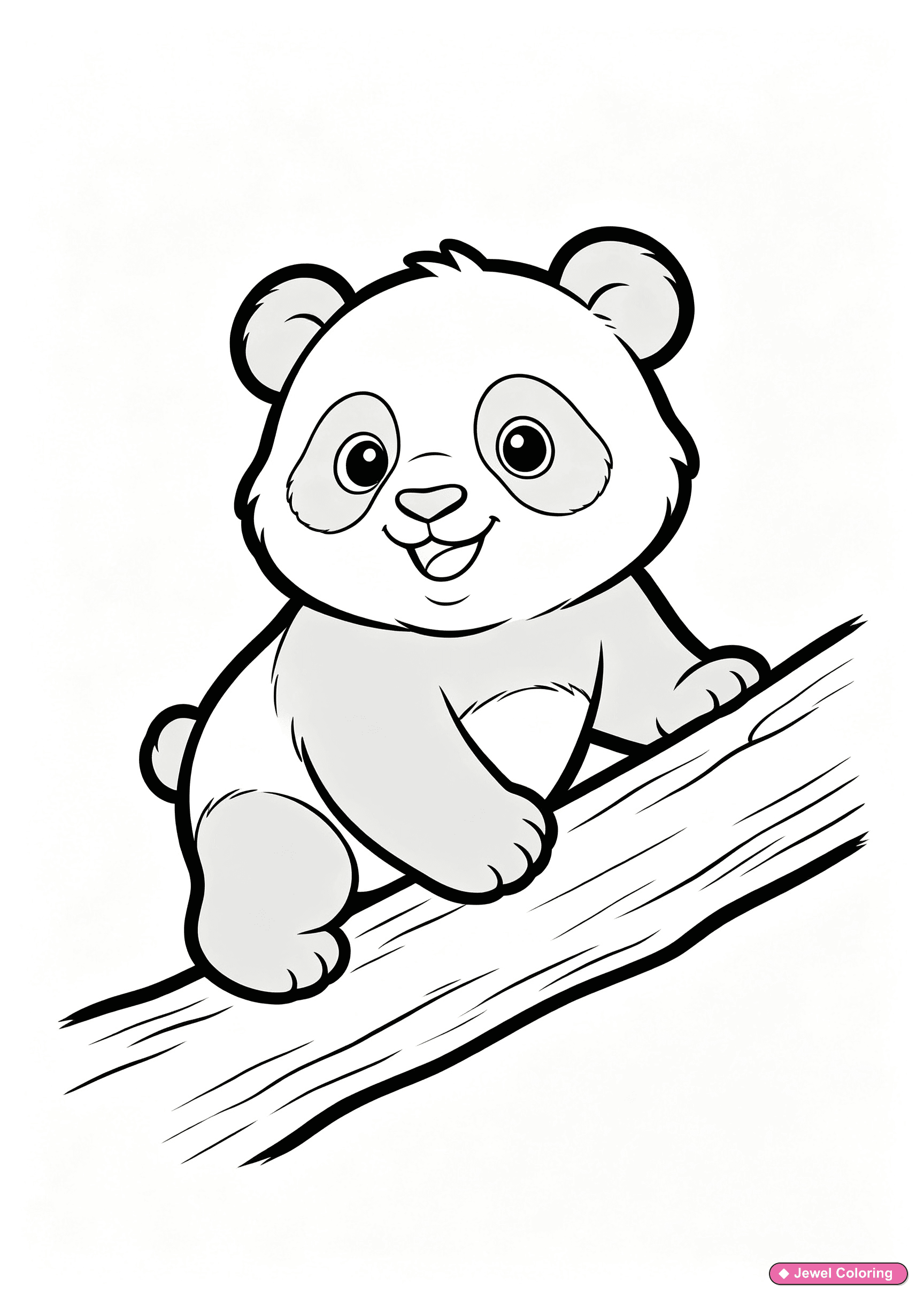 Panda Climbing Log Coloring Page printable pandas coloring page