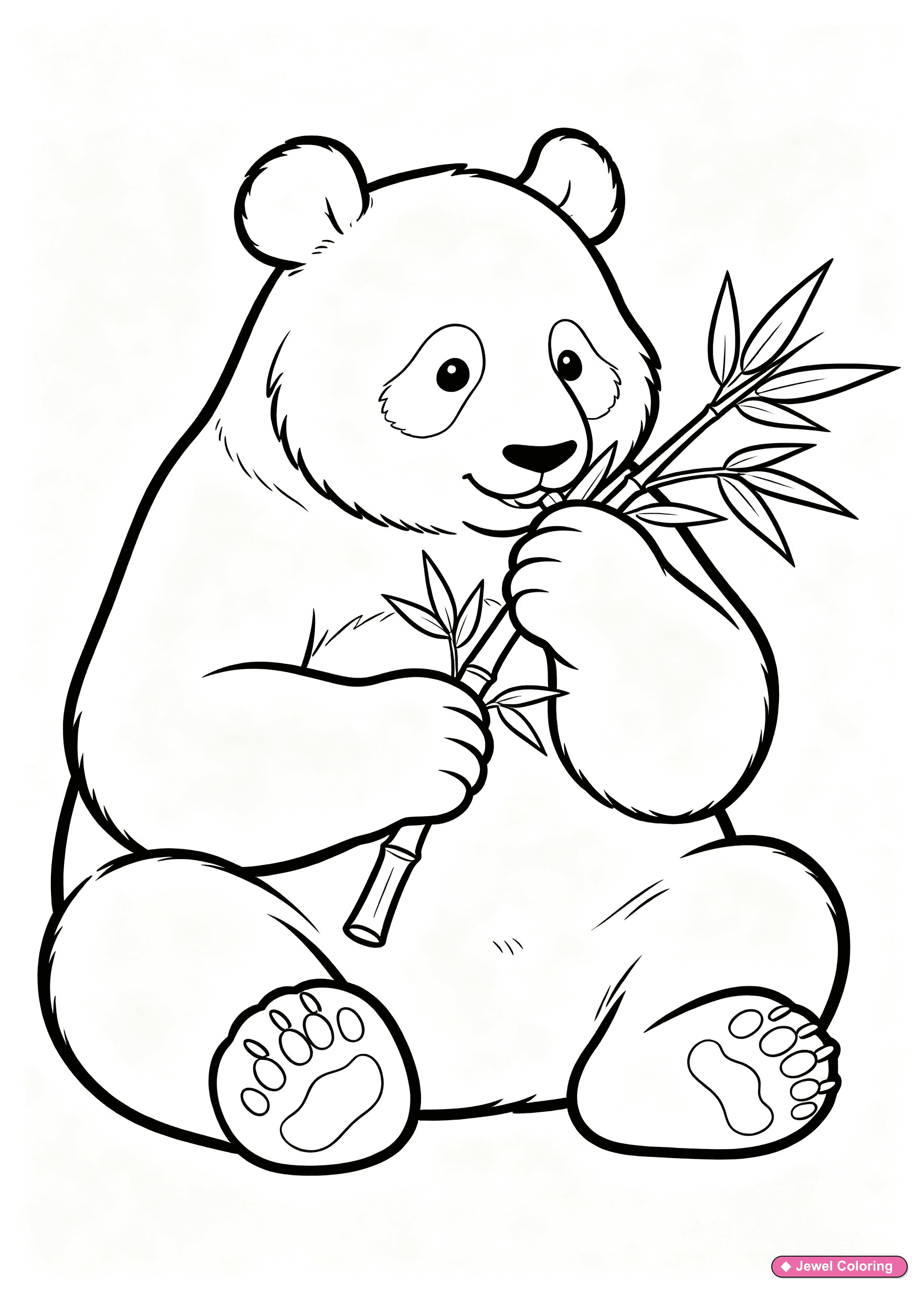 Panda Eating Bamboo Coloring Page printable pandas coloring page