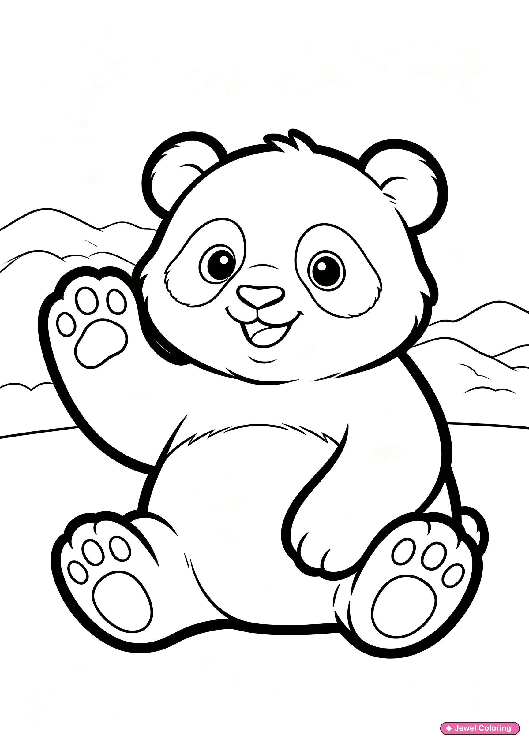 Panda Near Mountains Coloring Page printable pandas coloring page