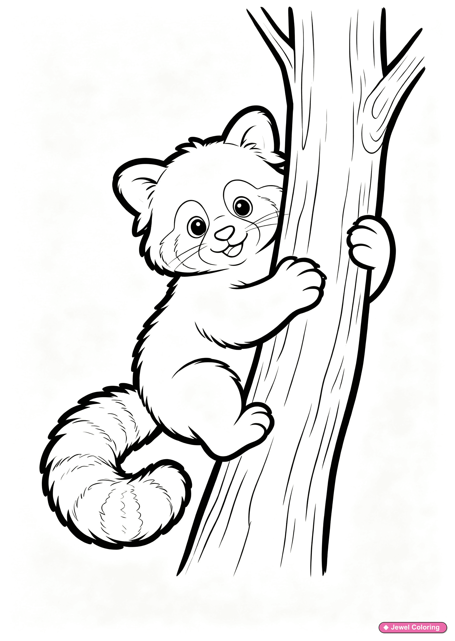 Red Panda Climbing Tree Coloring Page printable pandas coloring page
