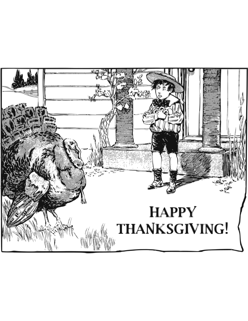 Happy Card Vector printable thanksgiving coloring page
