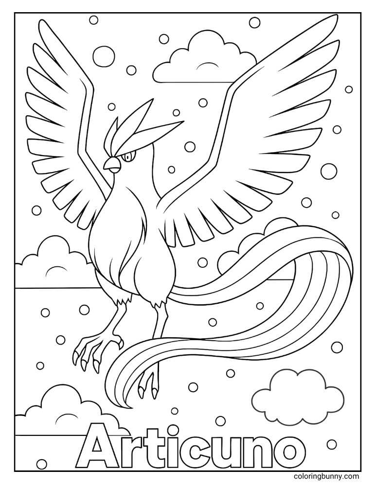 Articuno Pokemon printable Pokemon coloring page