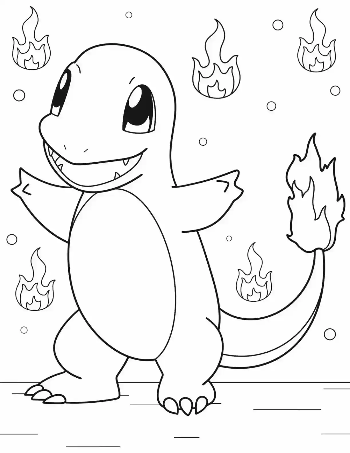 Charmander Fire Pokemon Coloring Page printable Pokemon coloring page