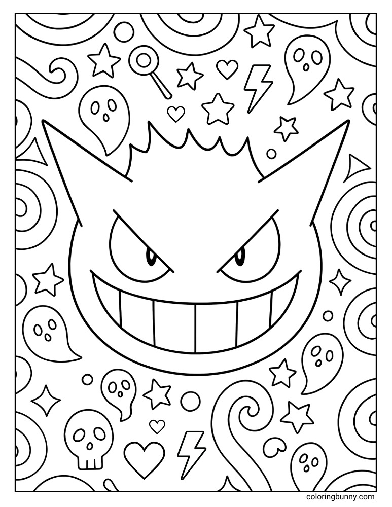 Gengar wallpaper printable Pokemon coloring page