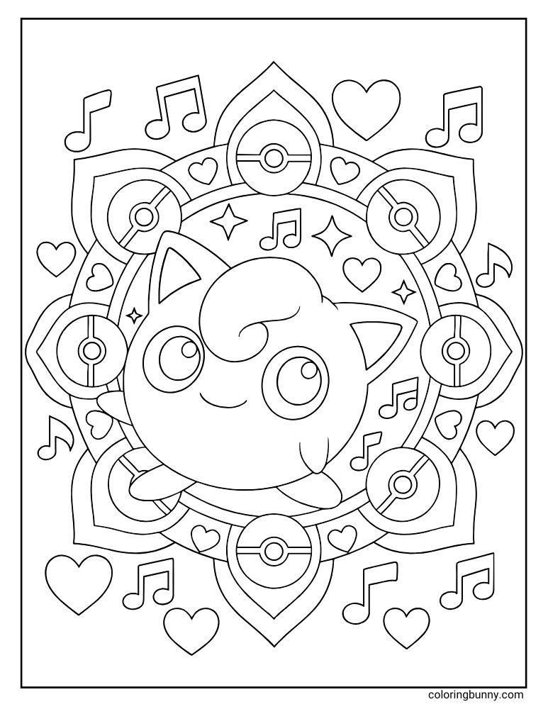 Jigglypuff mandala printable Pokemon coloring page