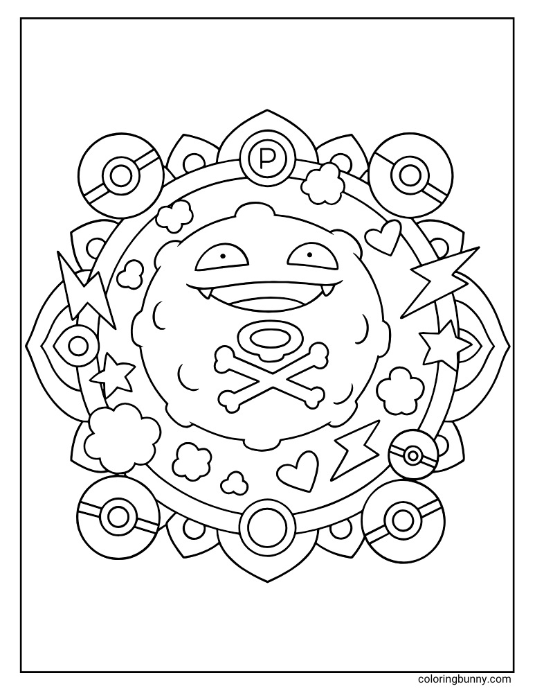 Koffing mandala printable Pokemon coloring page