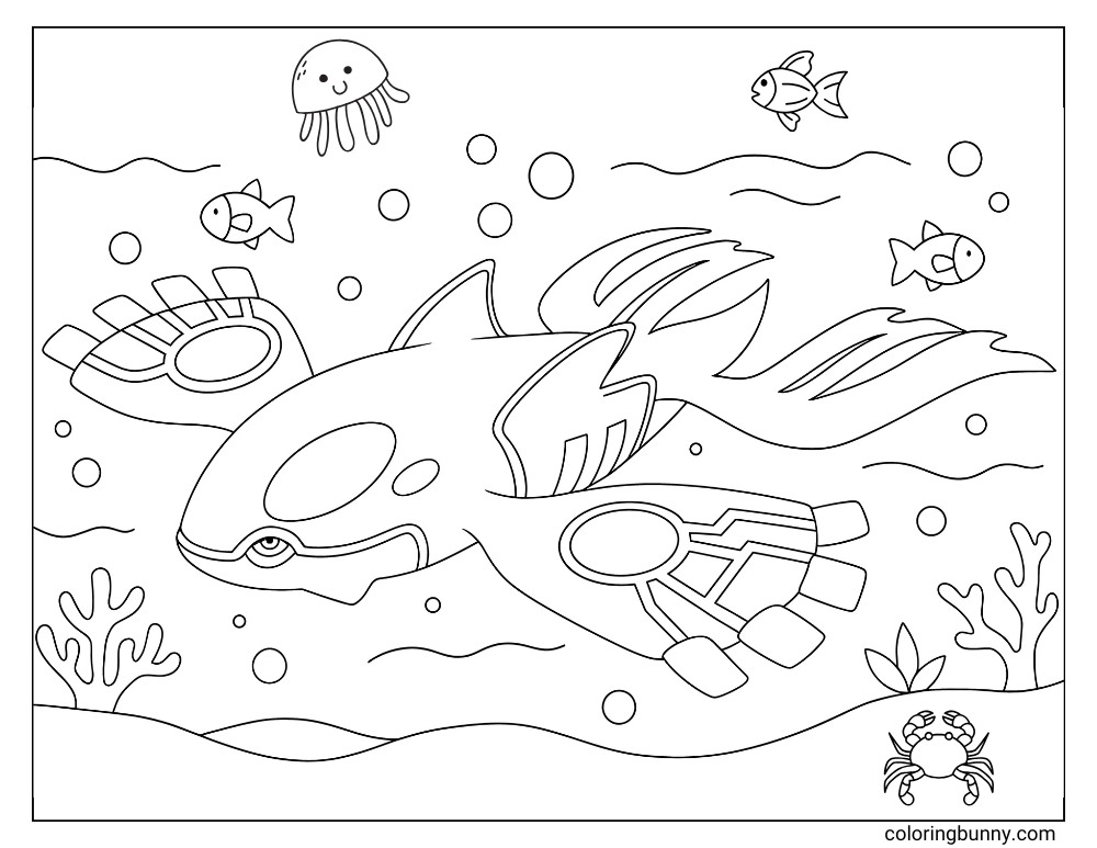 Kyogre Legendary Pokemon printable Pokemon coloring page
