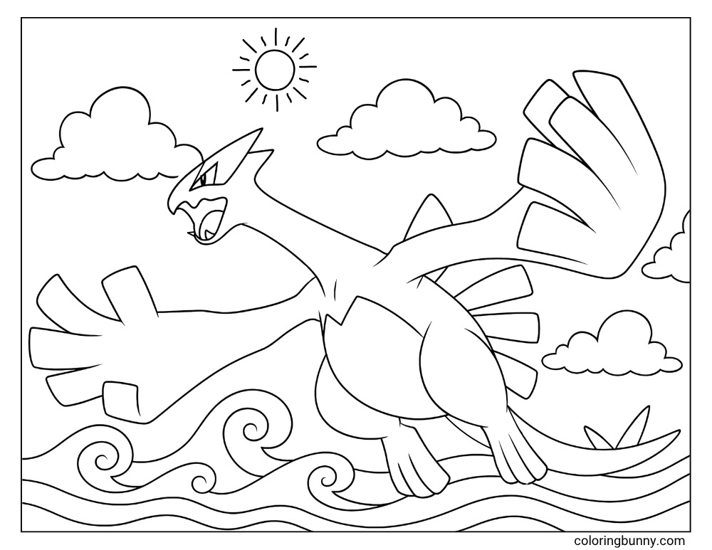 Lugia Legendary Pokemon 2 printable Pokemon coloring page