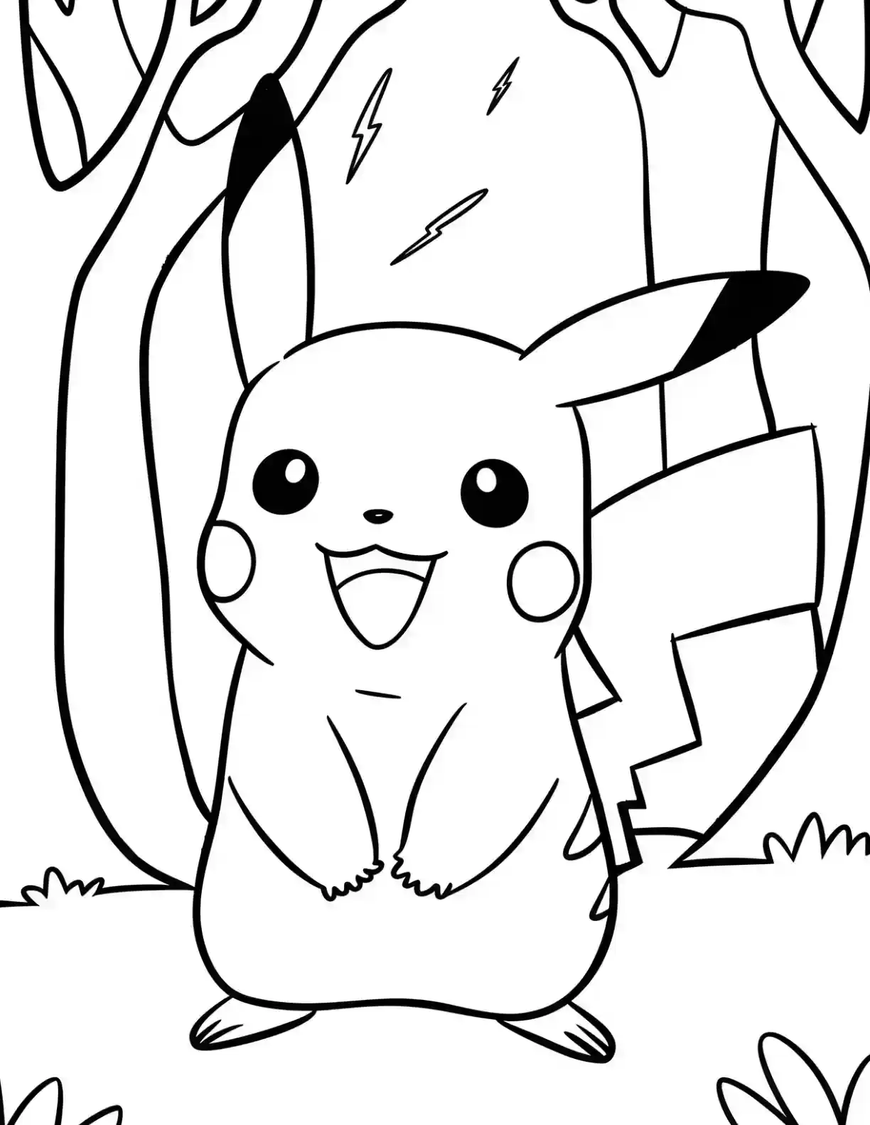 Pikachu Happy Pokemon Coloring Page printable Pokemon coloring page