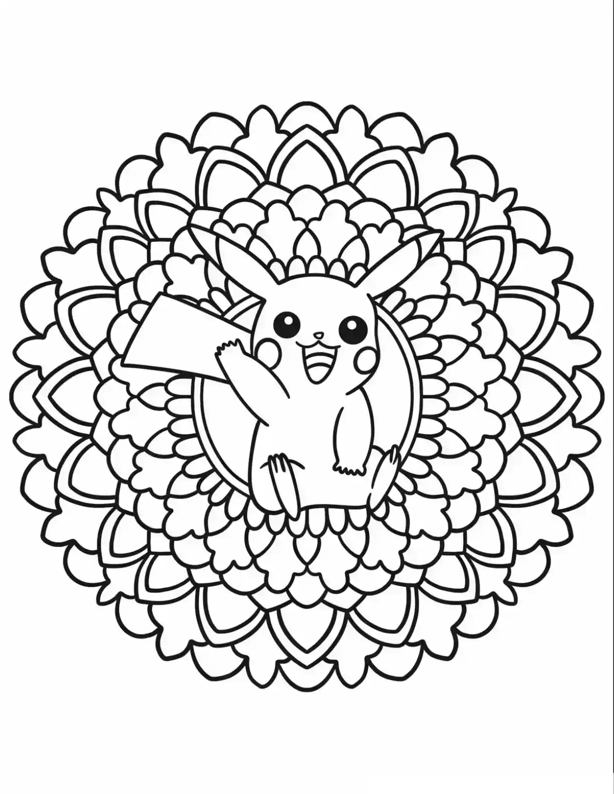 Pikachu Mandala Pokemon Coloring Page printable Pokemon coloring page