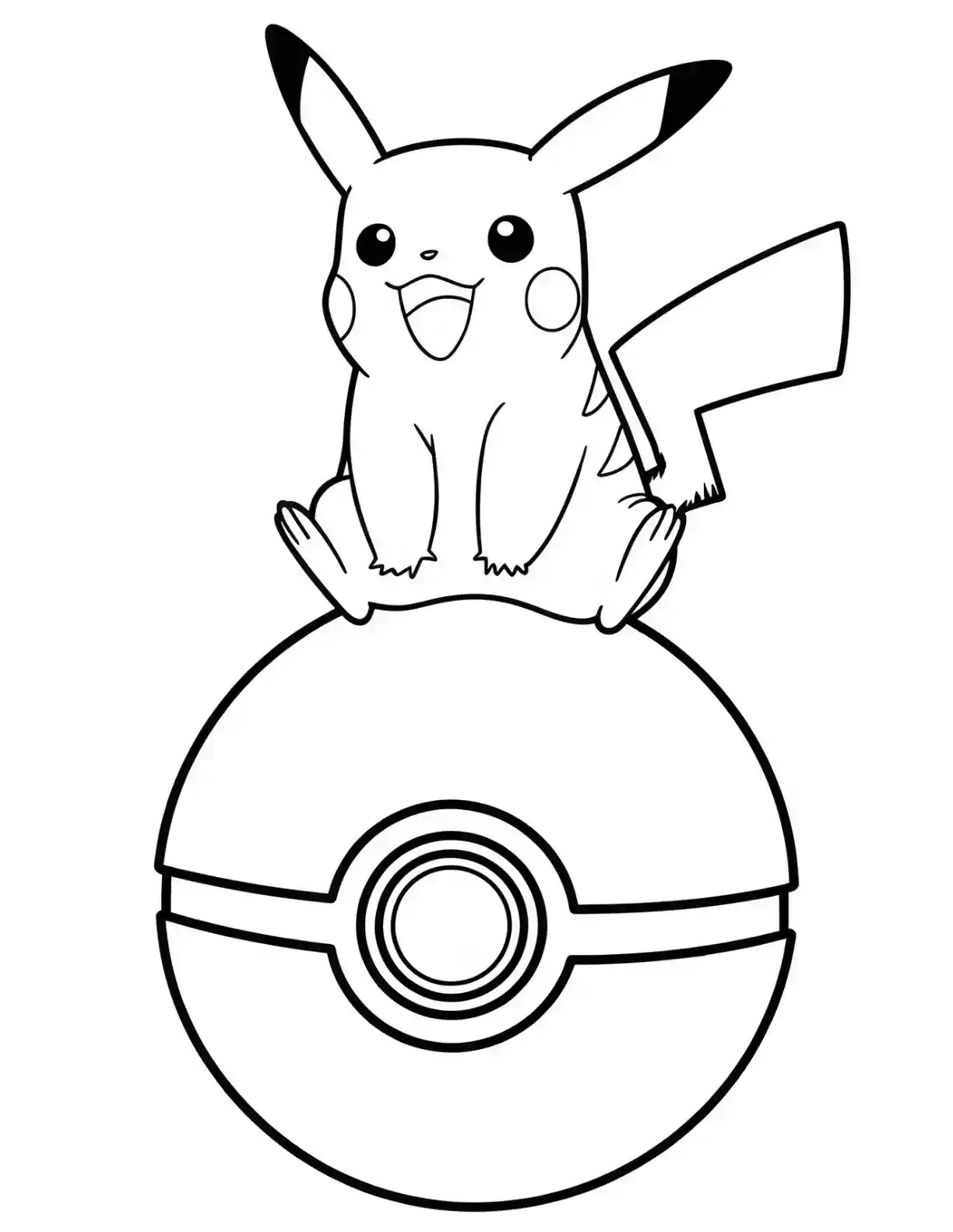 Pikachu Pokeball Pokemon Coloring Page printable Pokemon coloring page