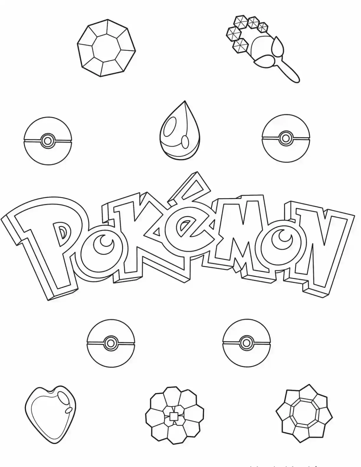 Pokemon Badges Coloring Page printable Pokemon coloring page
