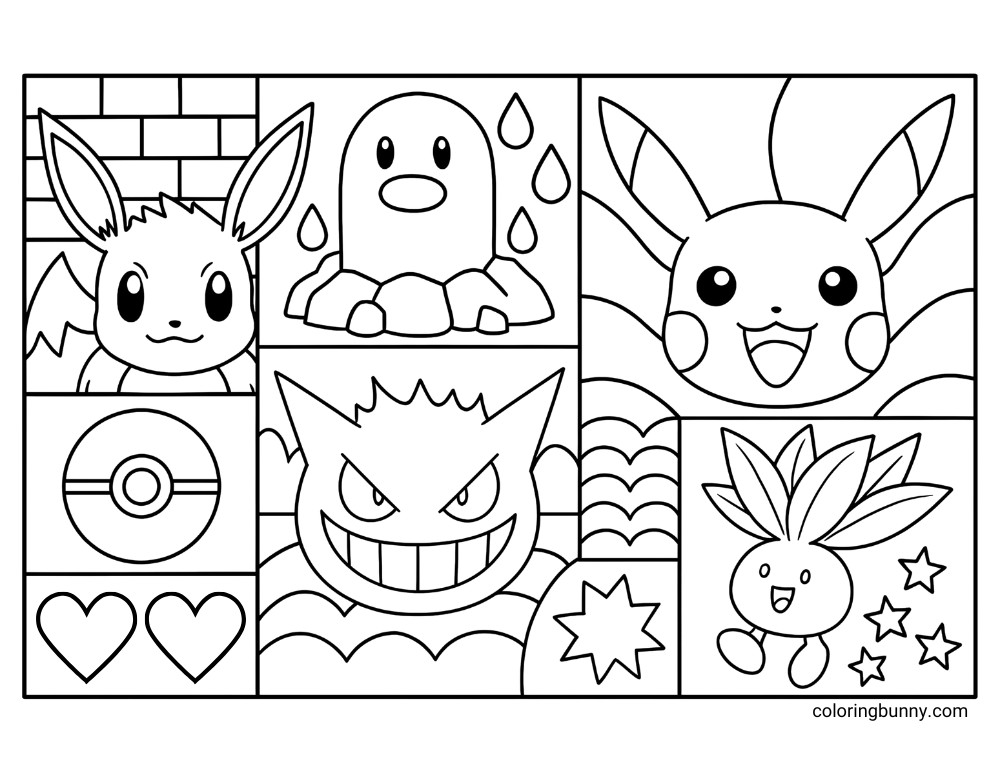 Pokemon pattern design printable Pokemon coloring page