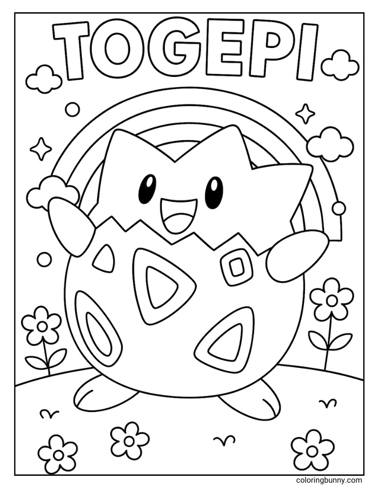 Simple and easy Togepi coloring page printable Pokemon coloring page