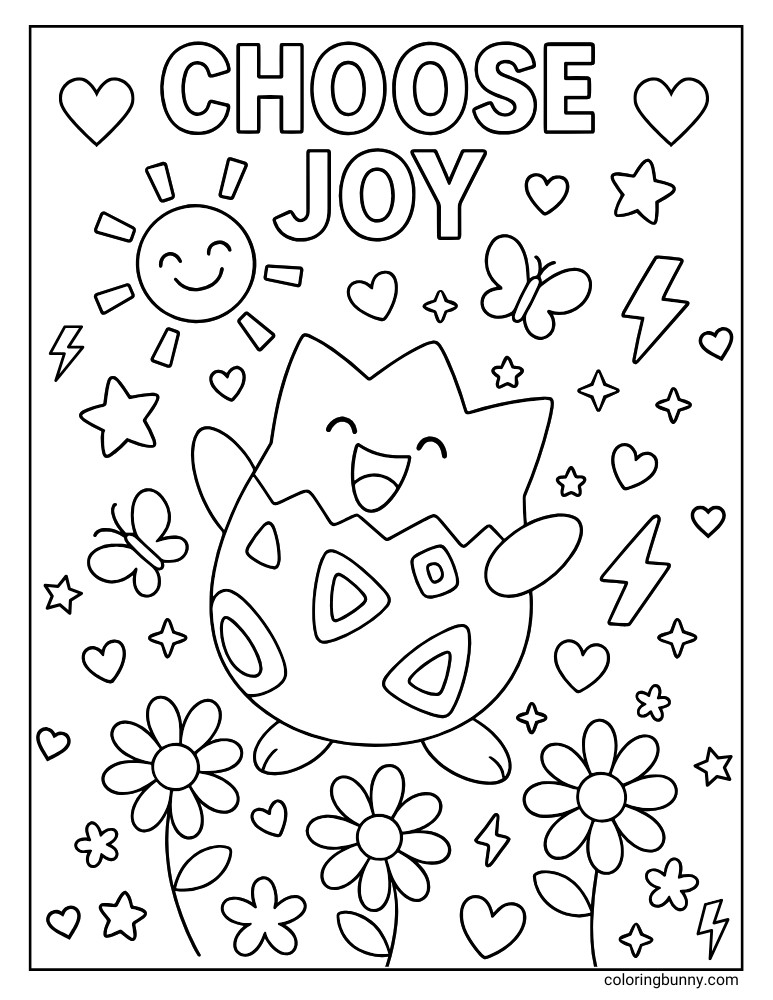 Togepi choose joy printable Pokemon coloring page