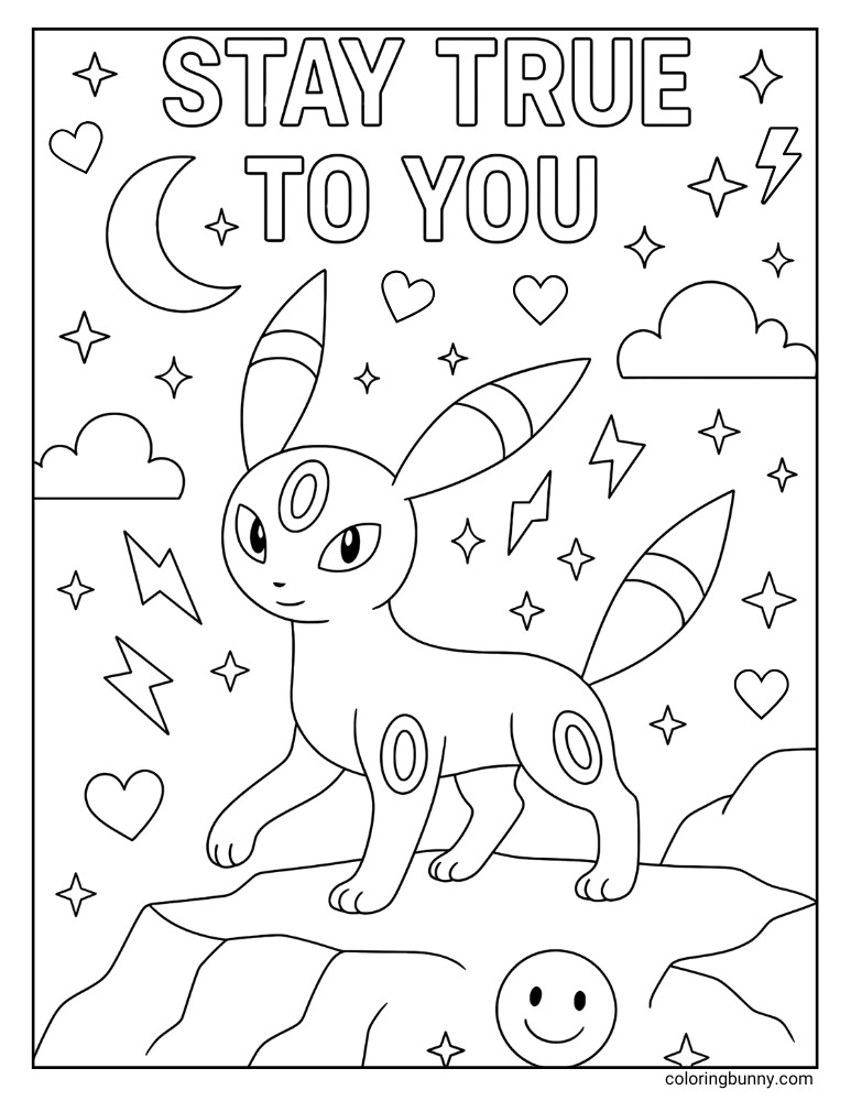 Umbreon stay true to you printable Pokemon coloring page